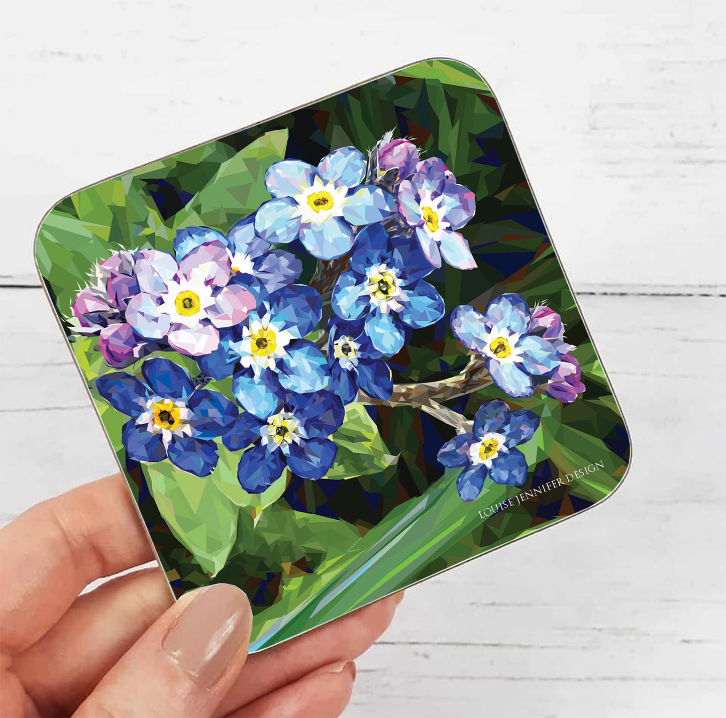 Forget-me-not drinks coaster | Geometric illustration | Wildflowers