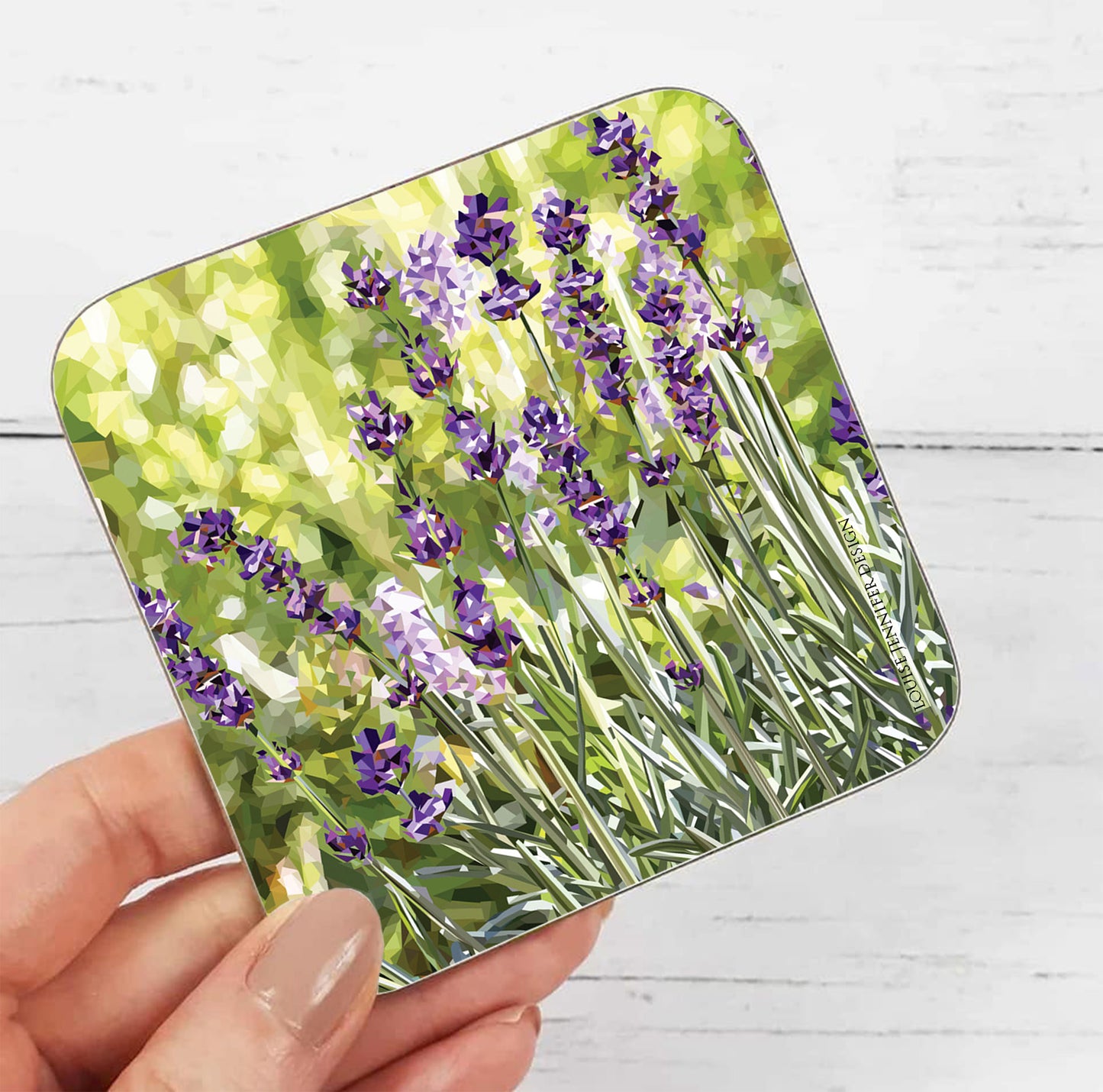 Lavender drinks coaster | Geometric illustration | British flowers