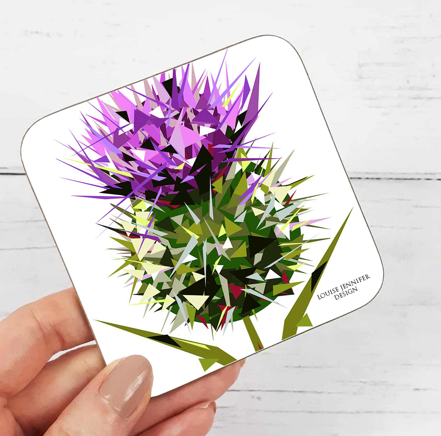 Spear thistle drinks coaster | Geometric illustration | Flower of Scotland