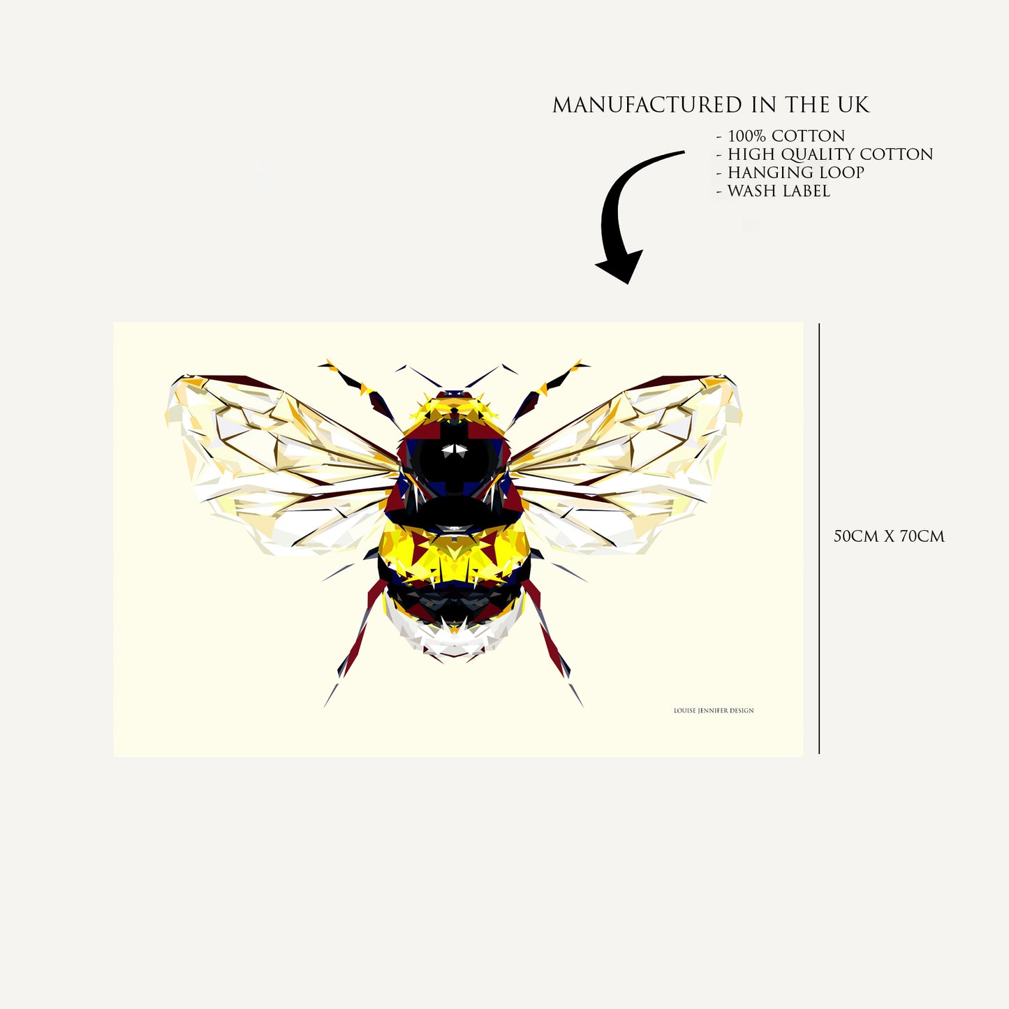 'SALE' Buff-tailed bumblebee tea towel | 100% cotton | British gardens | Wildlife illustration