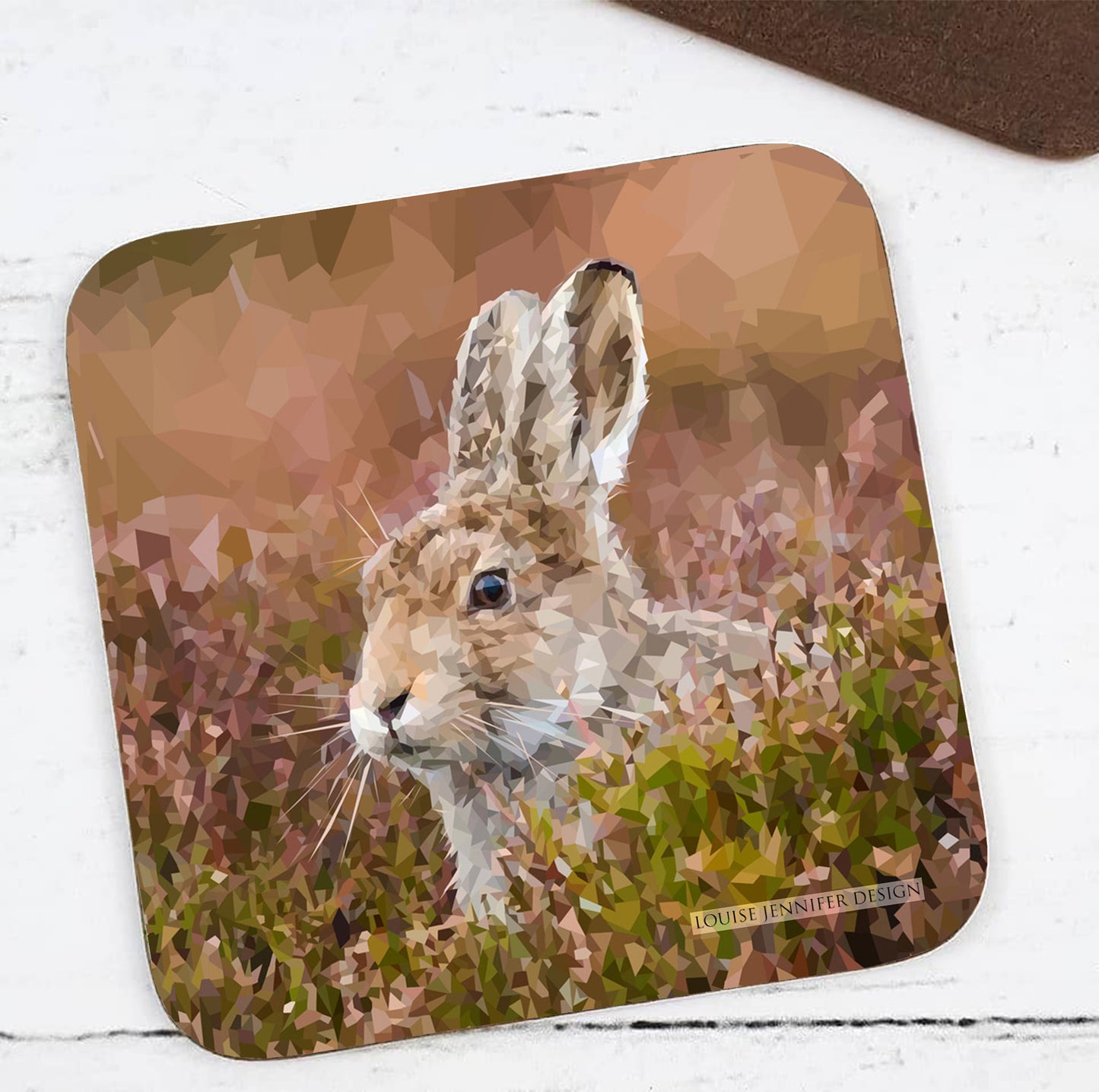 MOUNTAIN HARE hardwood coaster *NEW
