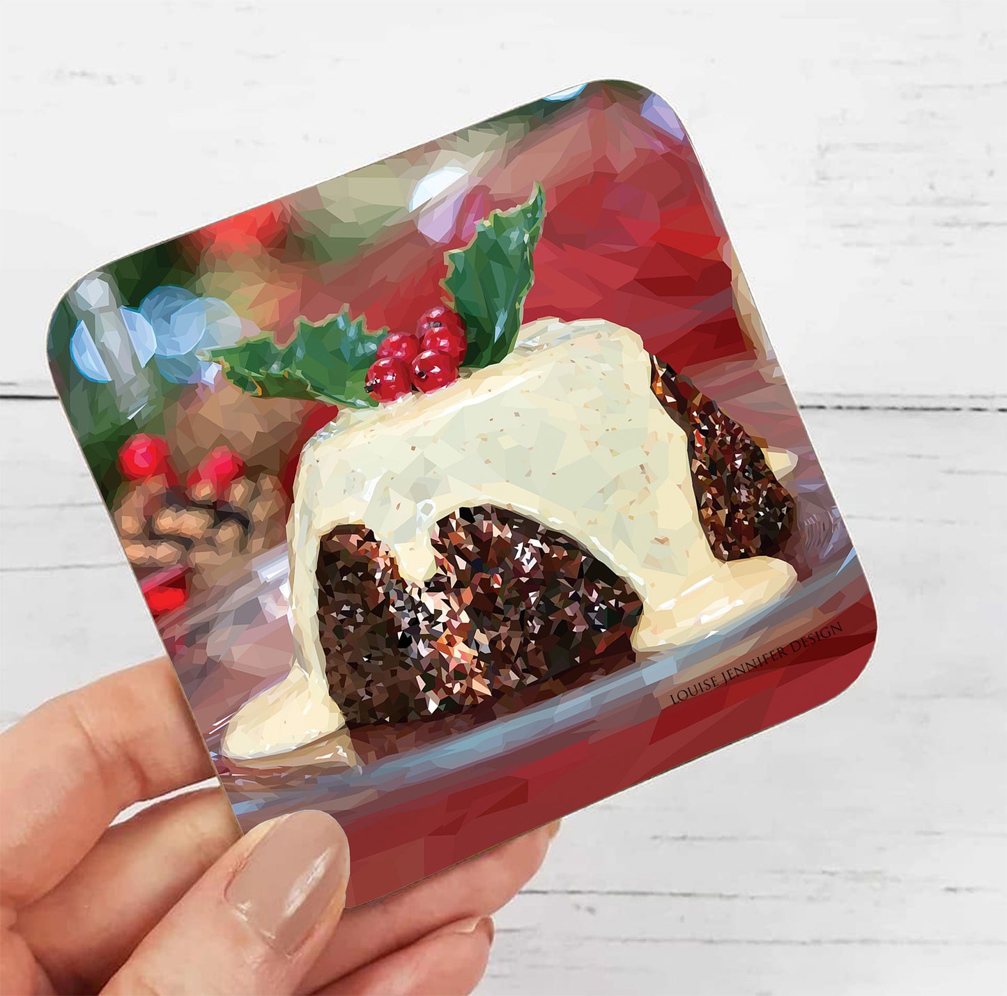CHRISTMAS PUDDING hardwood coaster *NEW