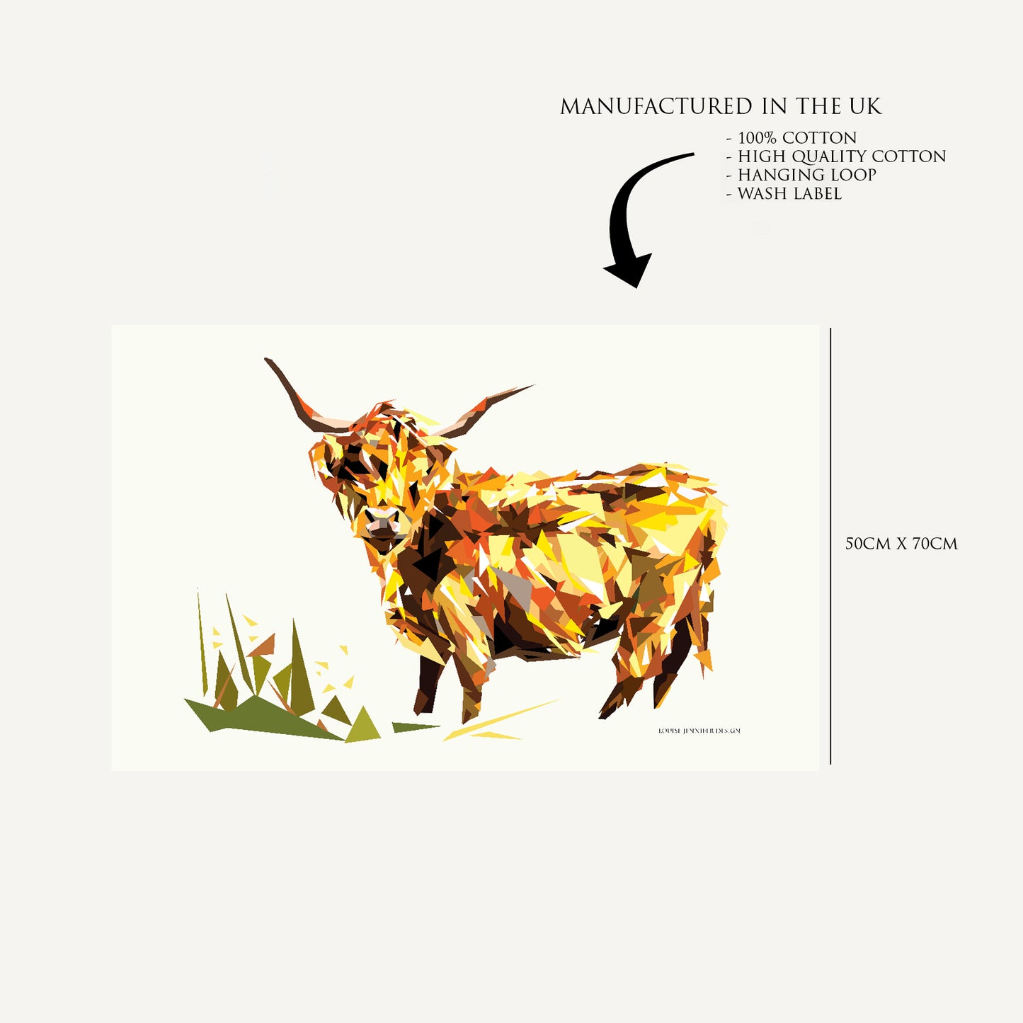 'SALE' Highland cow tea towel | 100% cotton | Scottish wildlife illustration