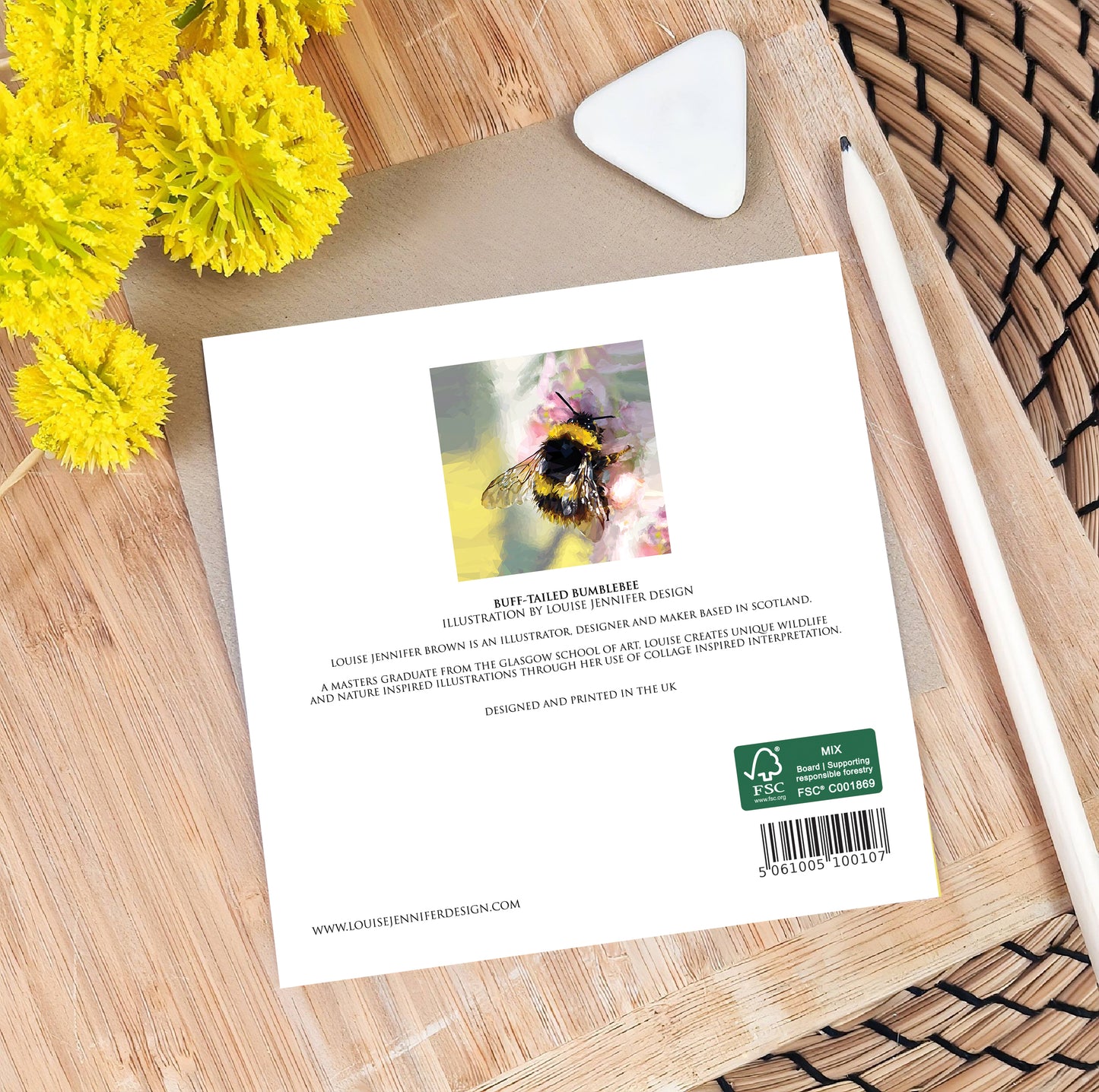 Buff-tailed bumblebee illustration | Blank greeting card | Art card