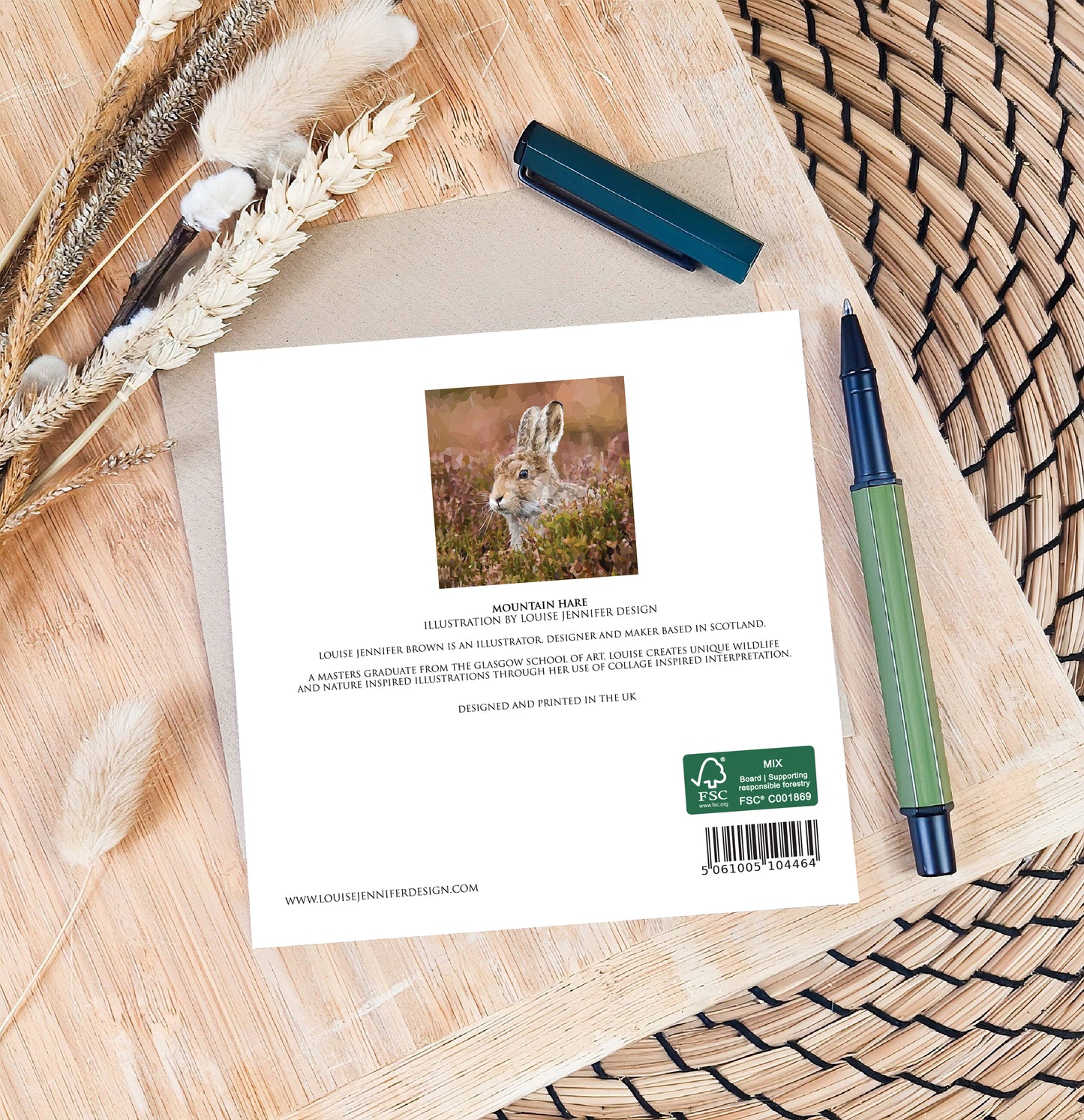 Mountain hare illustration | Blank greeting card | Art card