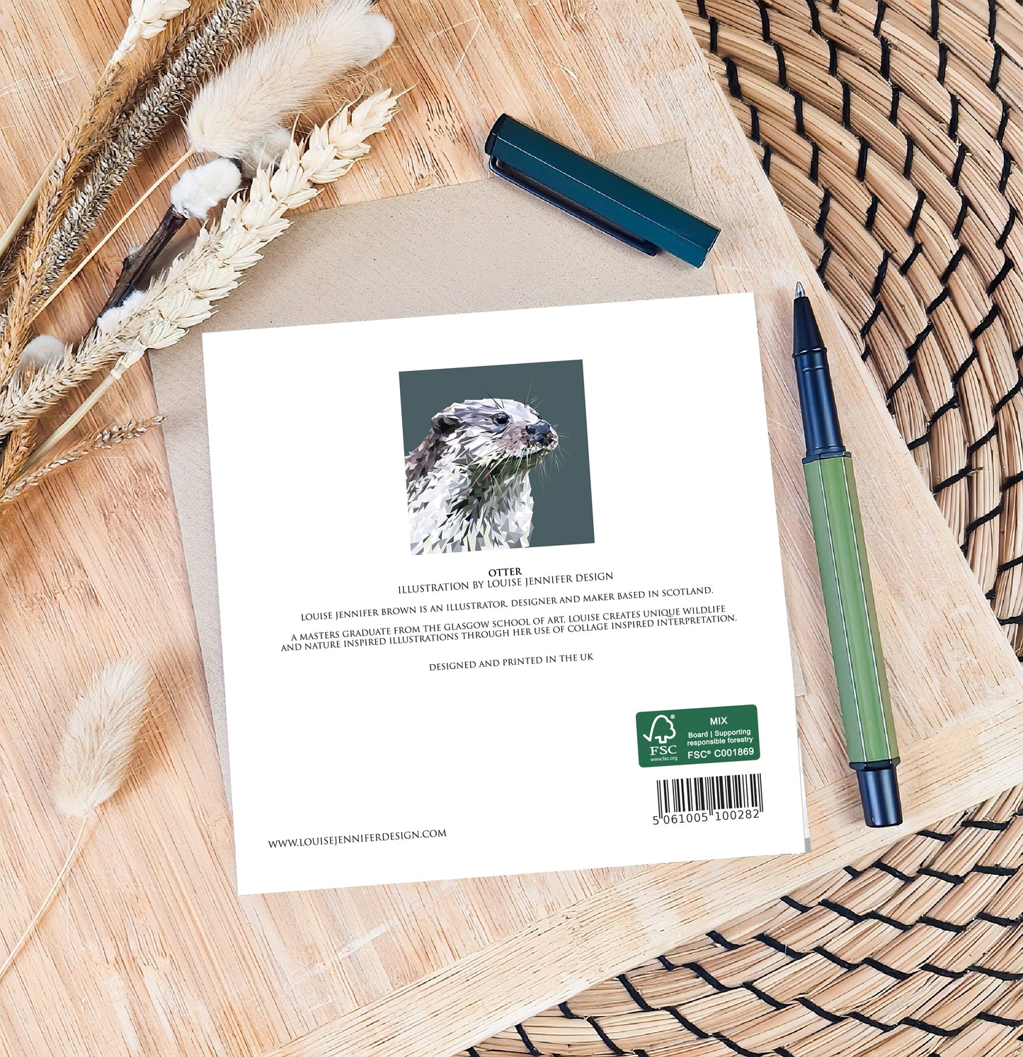 Otter illustration | Blank greeting card | Scottish art card