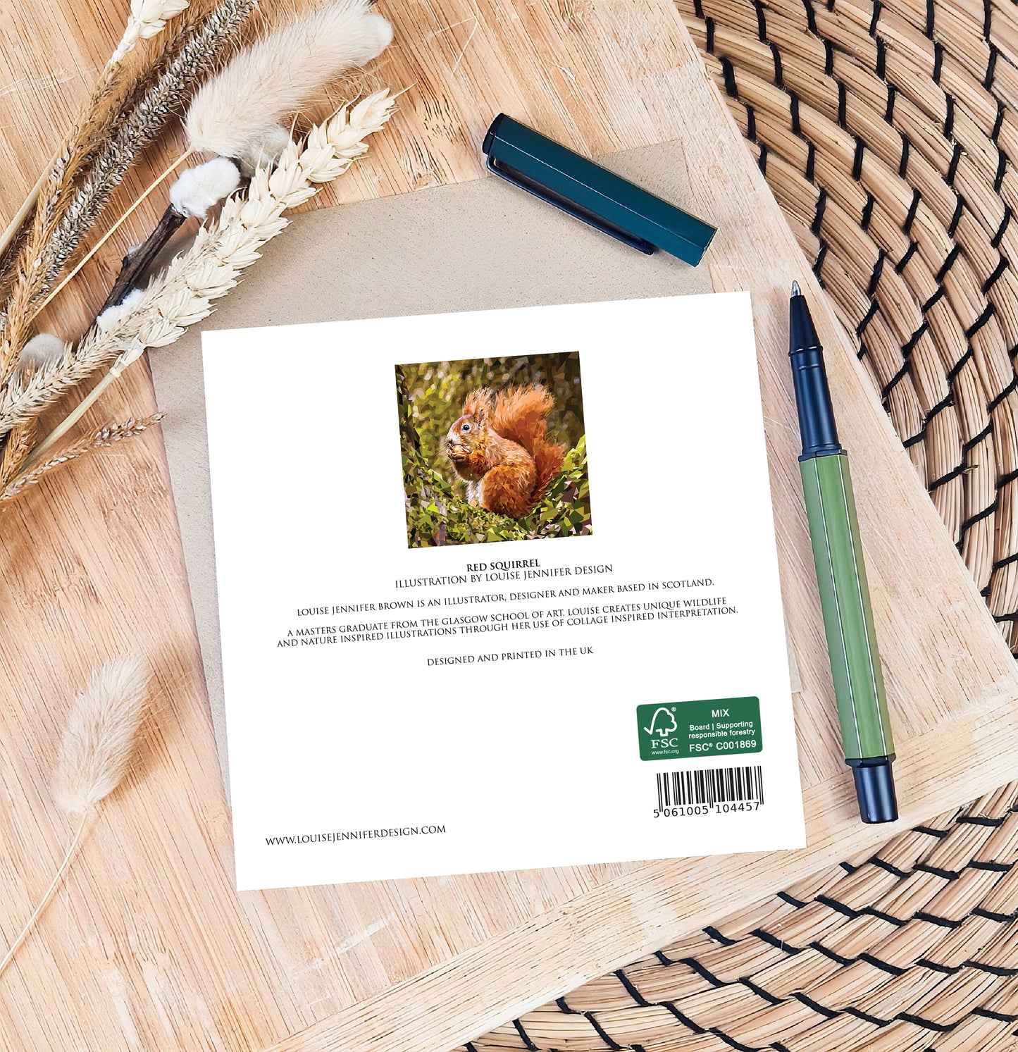 Red squirrel illustration | Blank greeting card | Art card