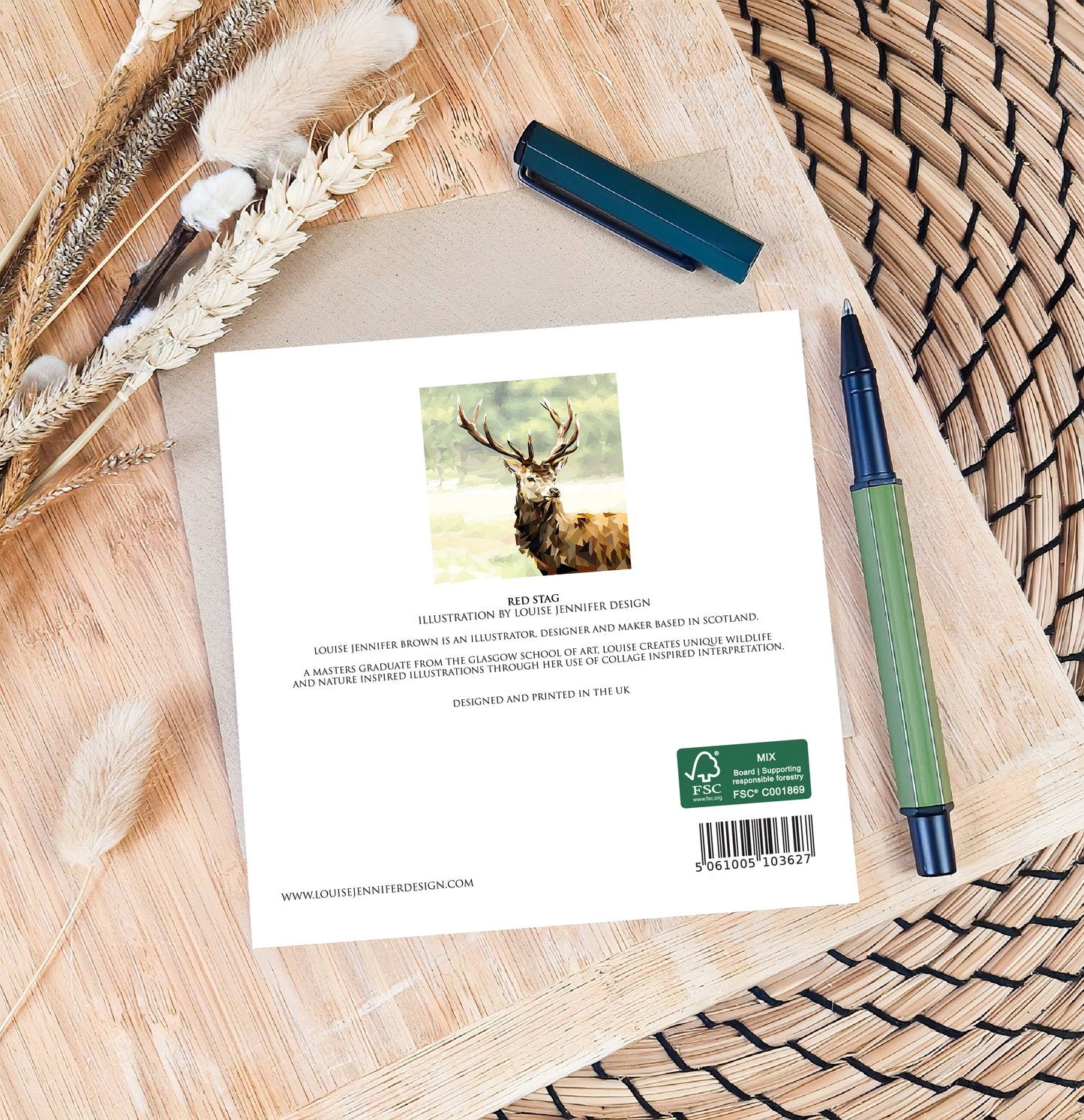Red stag illustration | Blank greeting card | Scottish art card