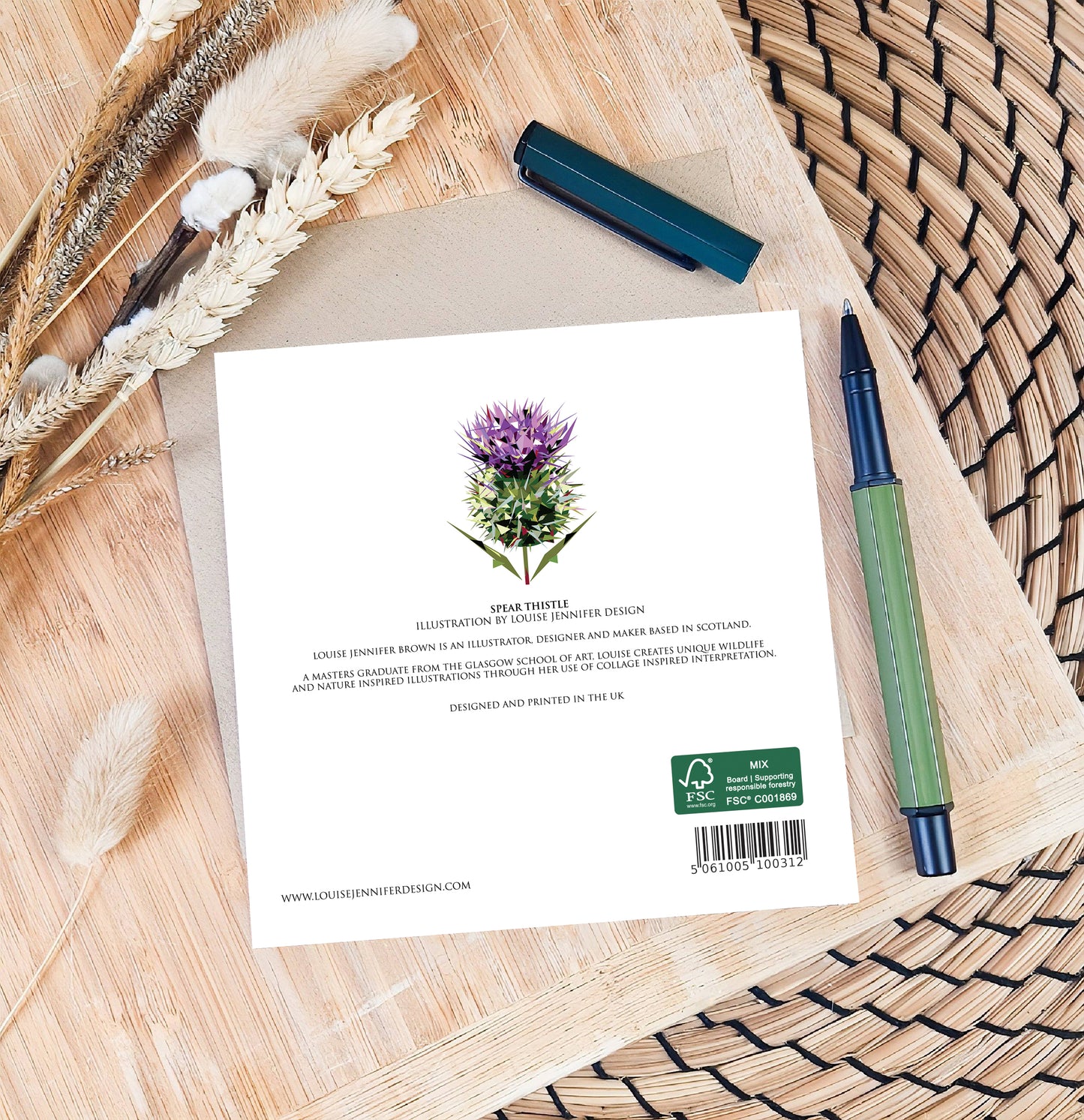 Spear thistle illustration | Blank greeting card | Scottish art card