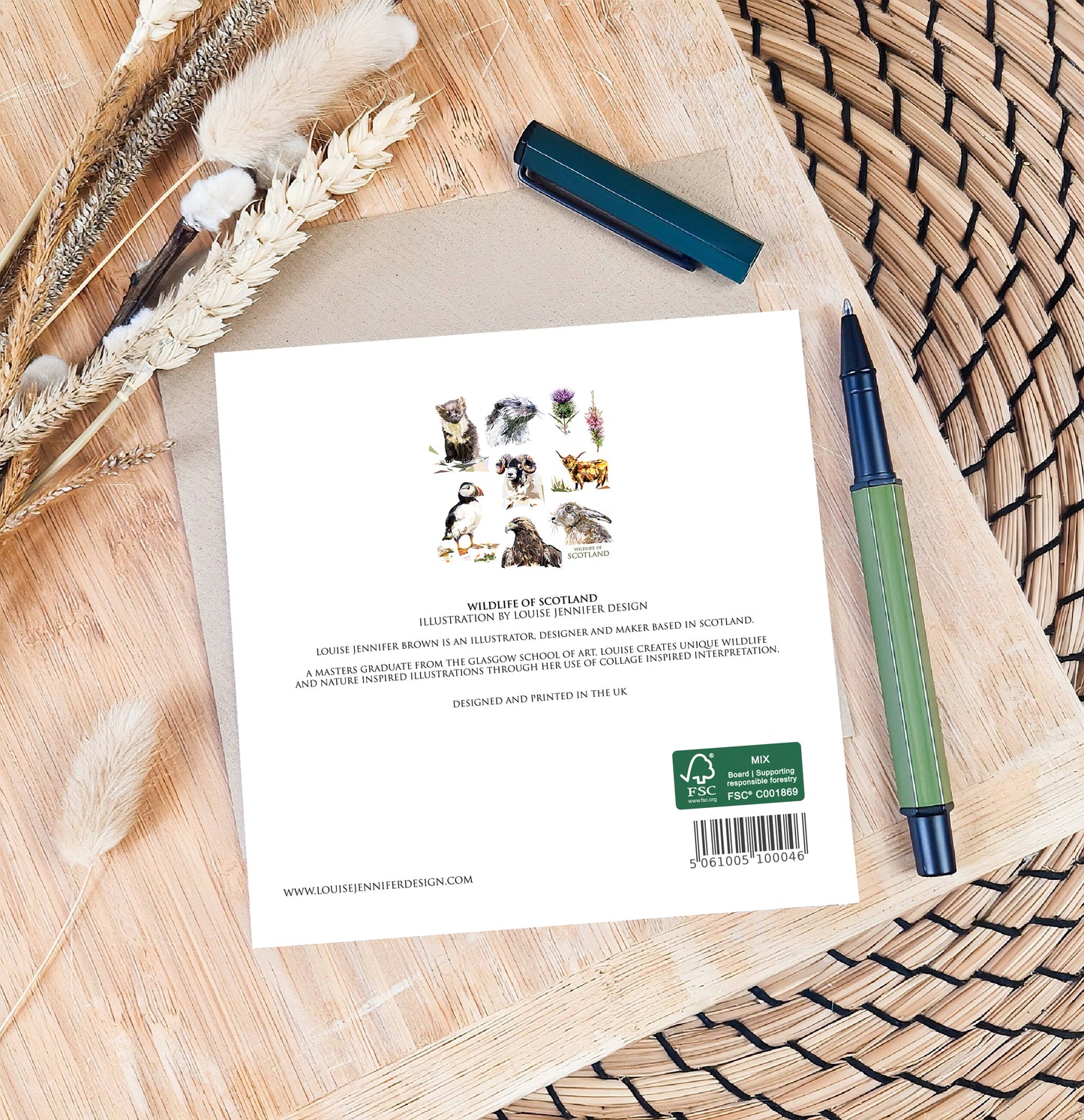 Wildlife of Scotland illustration | Blank greeting card | Scottish art card