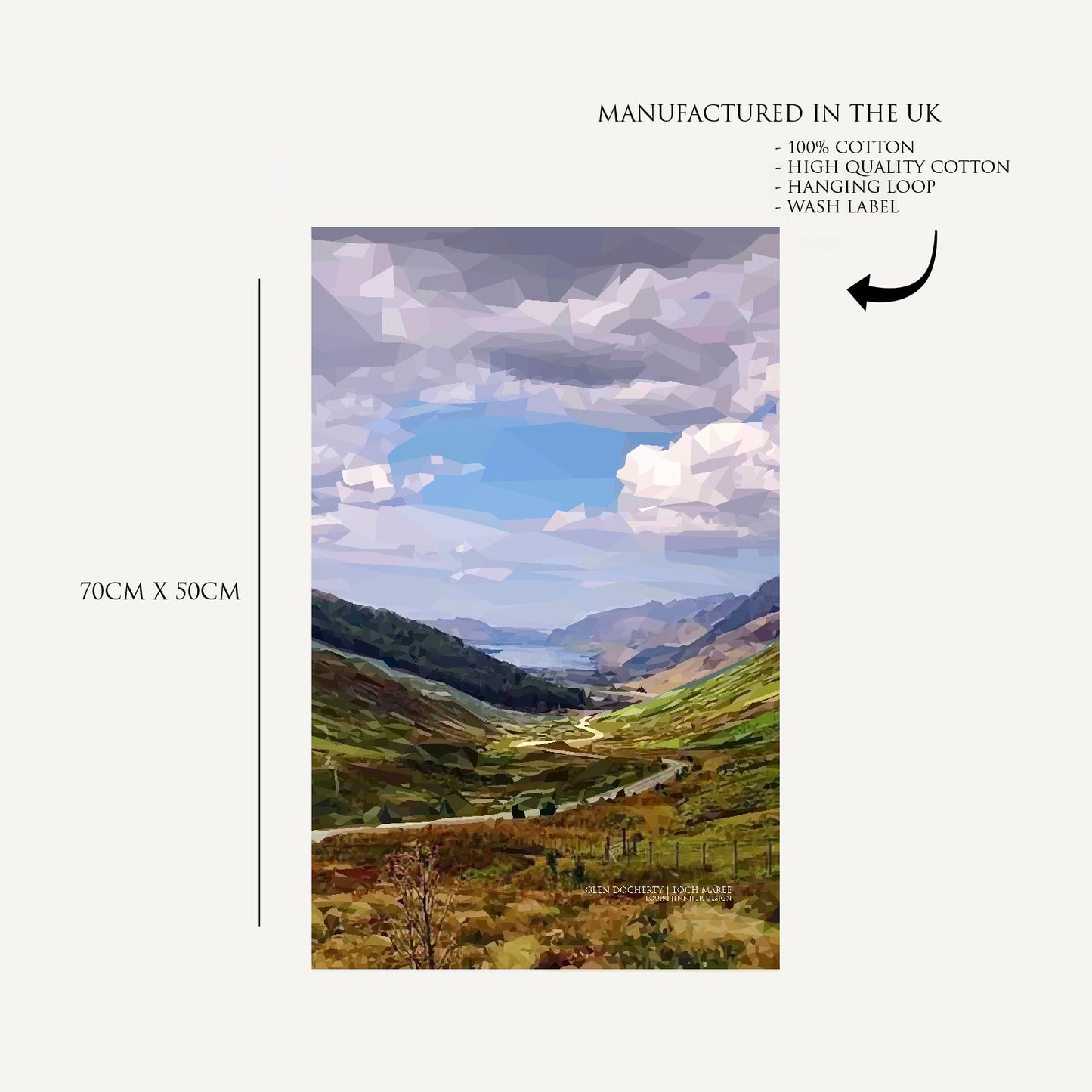 Scottish landscape tea towel | 100% cotton | Glen Docherty viewpoint