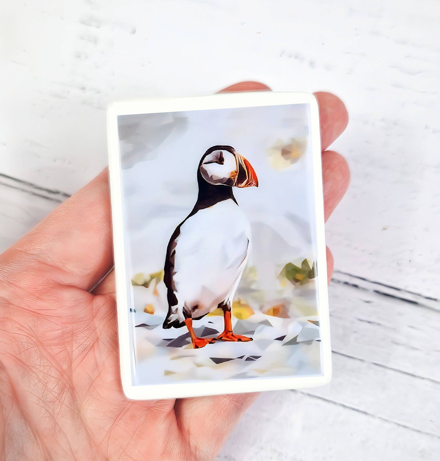 Atlantic puffin bird illustration | Ceramic fridge magnet | Coastal birds