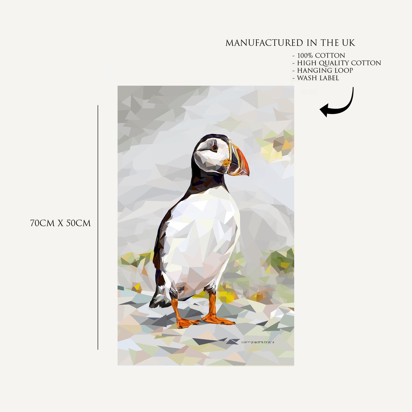 Atlantic puffin tea towel | 100% cotton | Scottish | Coastal birds