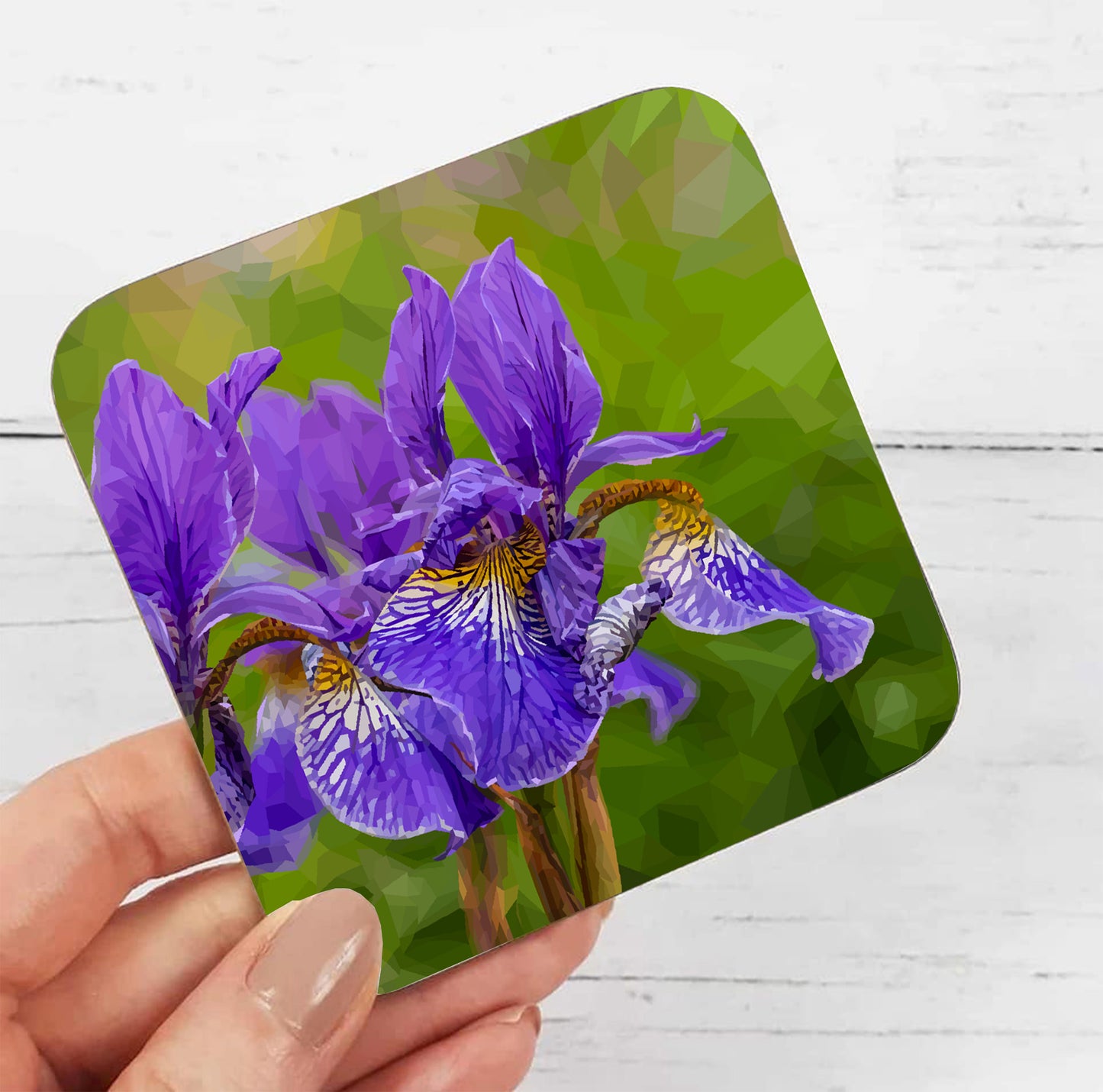 Iris drinks coaster | Geometric illustration | Botanical