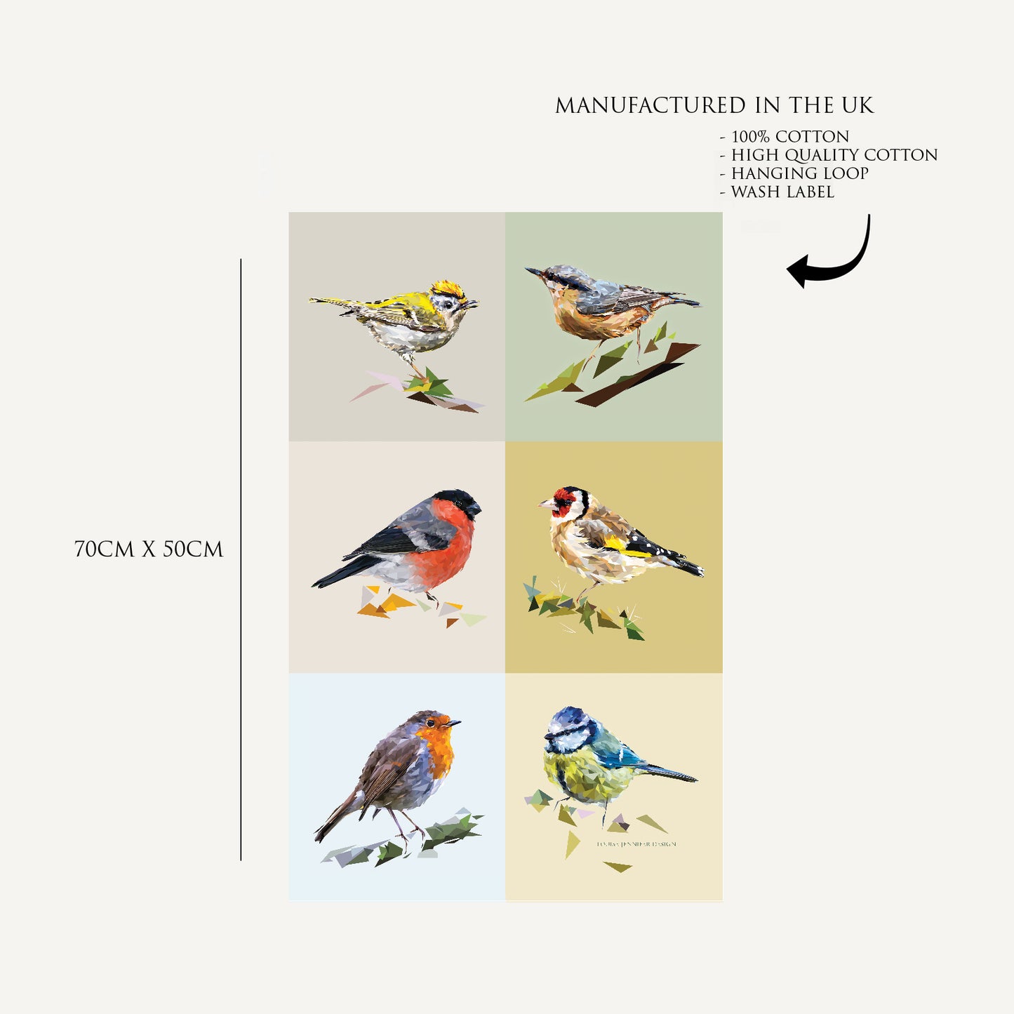 Garden birds tea towel | 100% cotton | British wildlife design