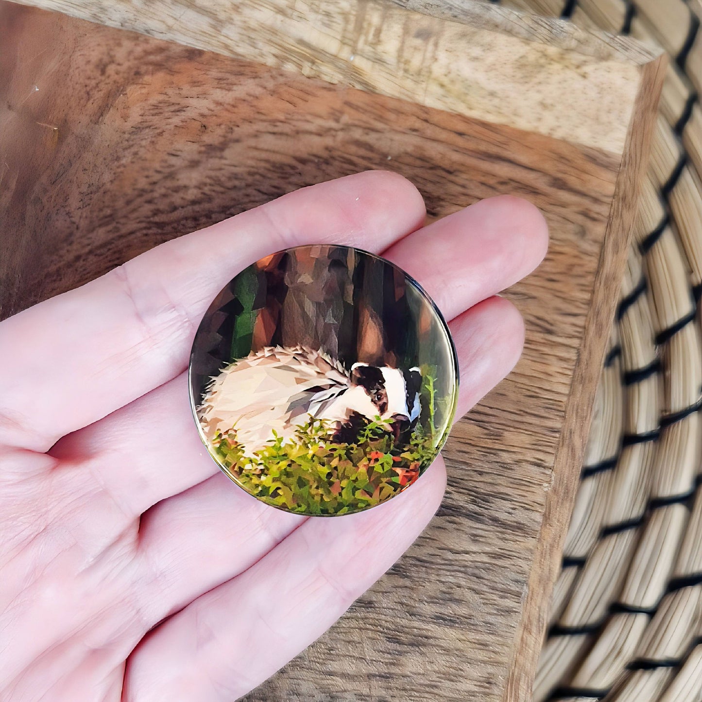 Badger illustration | Mini pin badge | British countryside