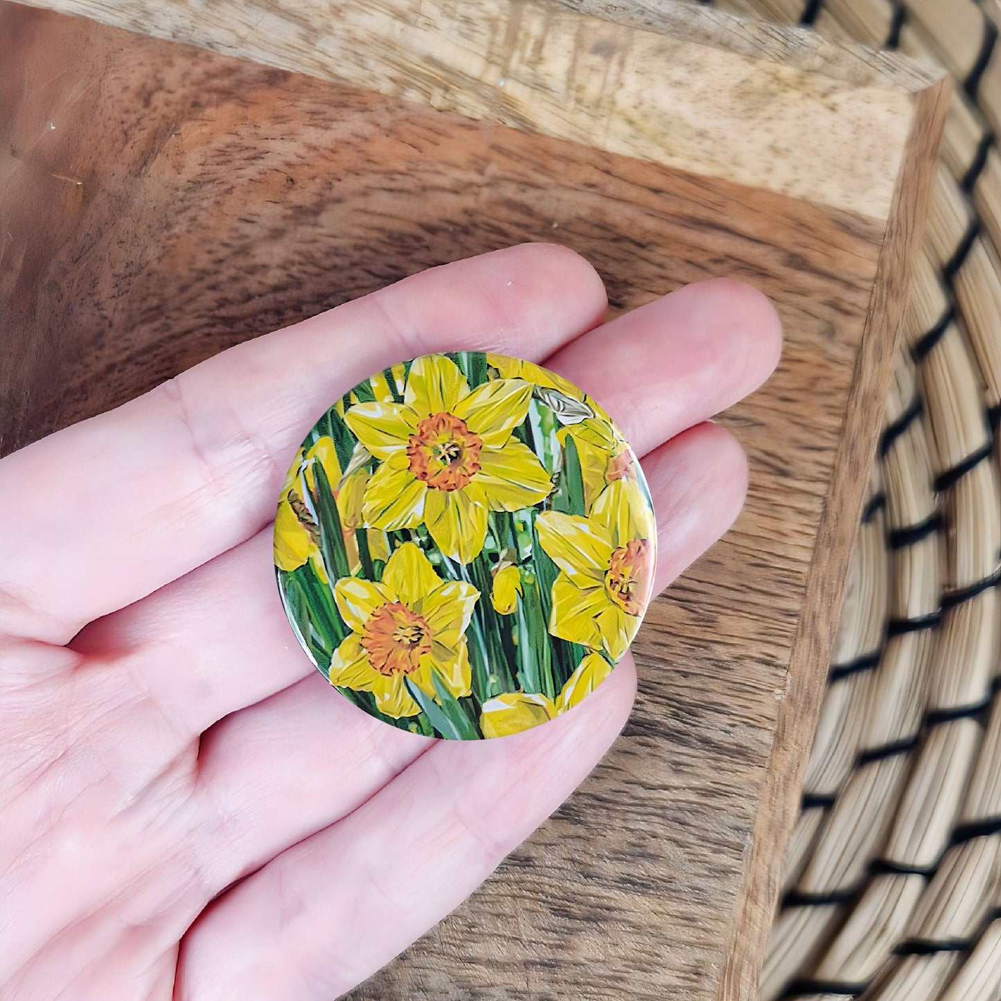 Daffodil flower illustration | Mini pin badge | Garden flowers