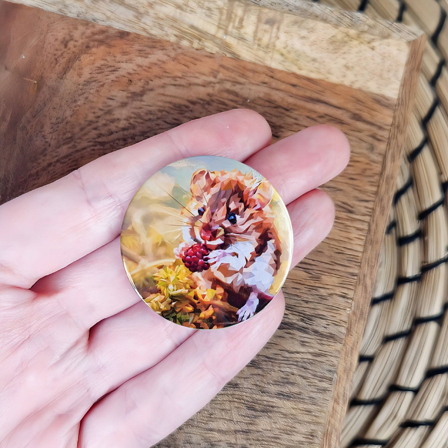 Field mouse illustration | Mini pin badge | British woodlands