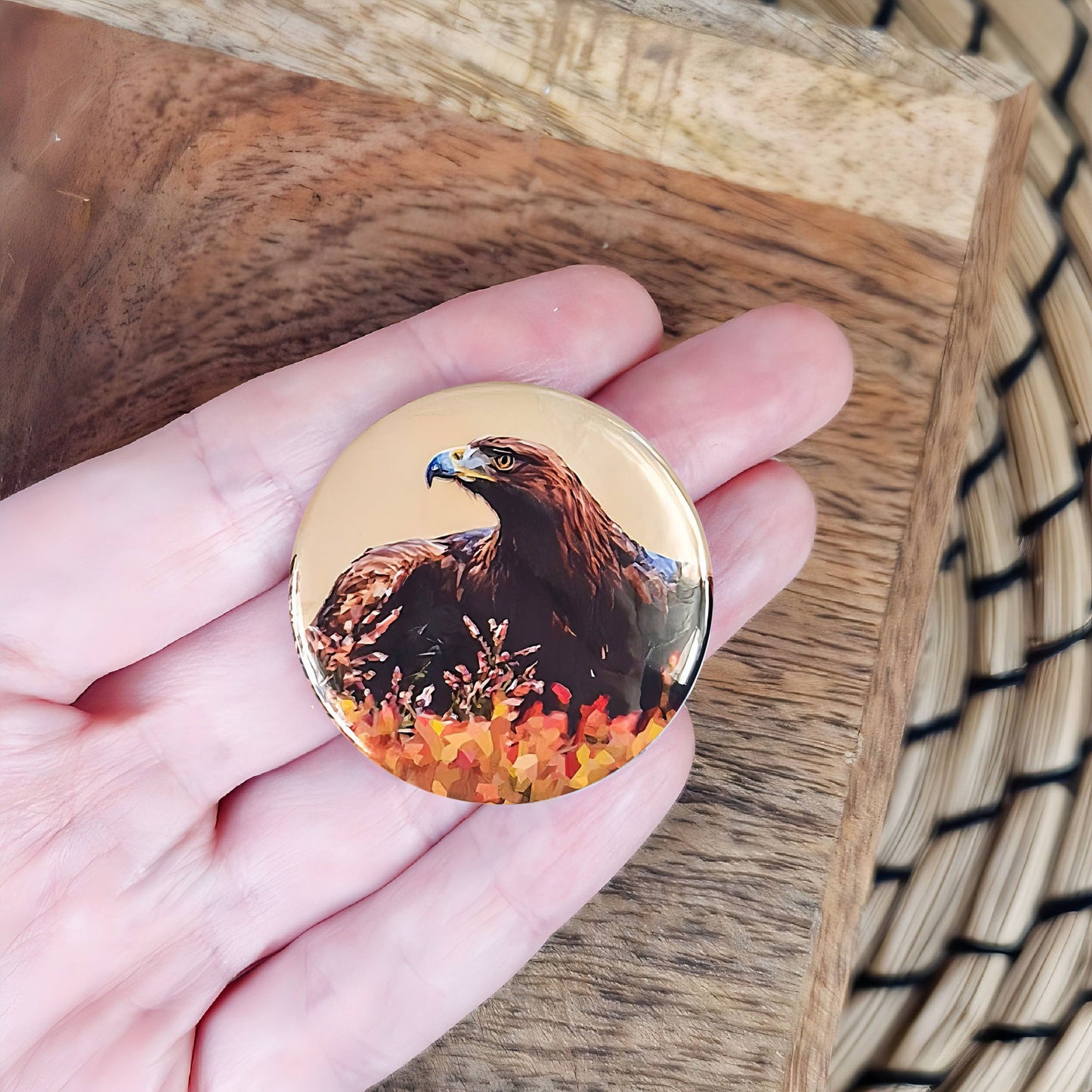 Golden eagle illustration | Mini pin badge | Scottish countryside