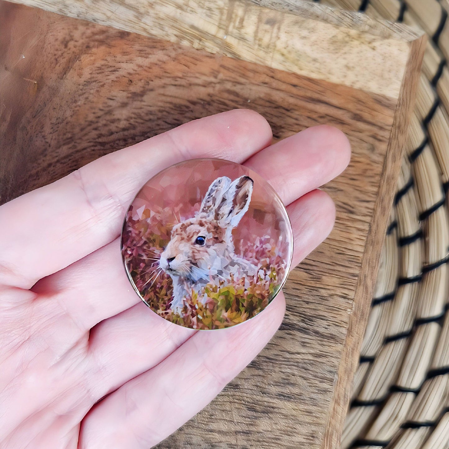 Mountain hare illustration | Mini pin badge | British countryside