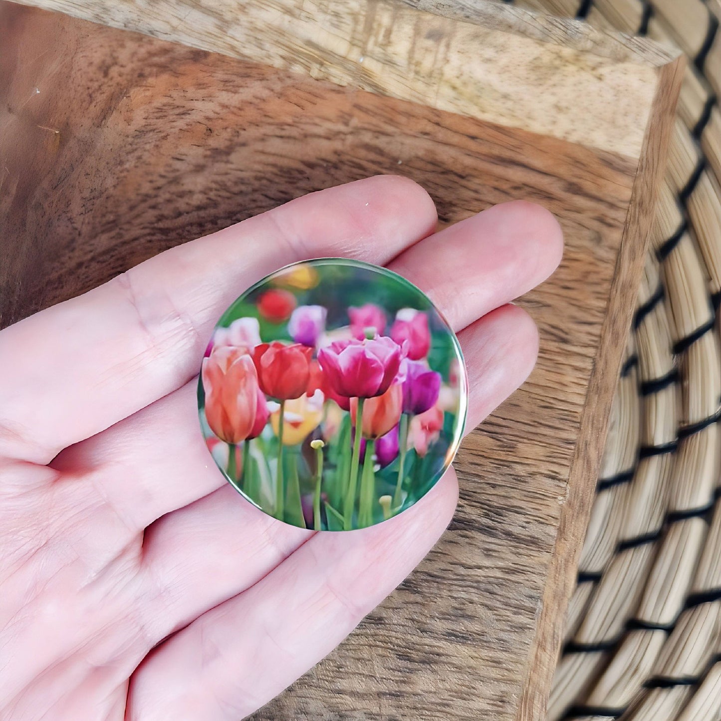 Tulip flowers illustration | Mini pin badge | British flowers