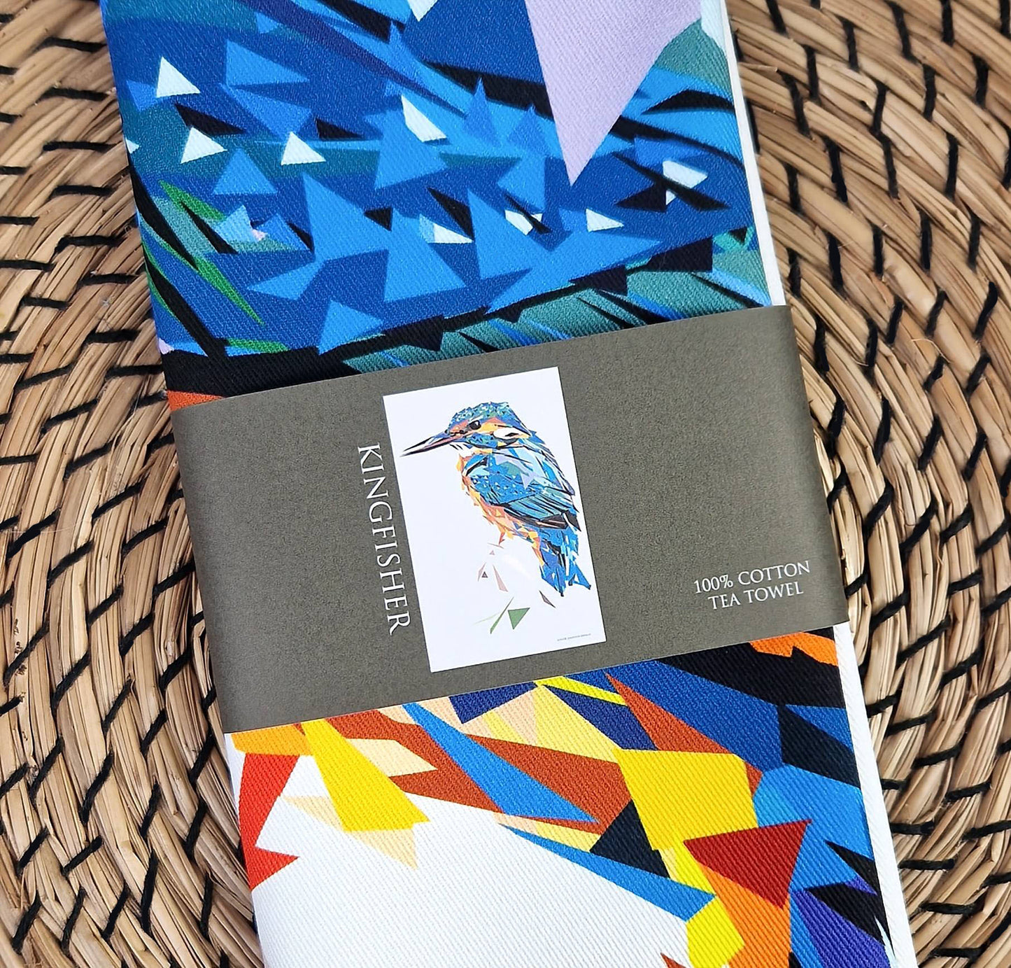 KINGFISHER cotton tea towel - 50% OFF APPLIED AT CHECKOUT
