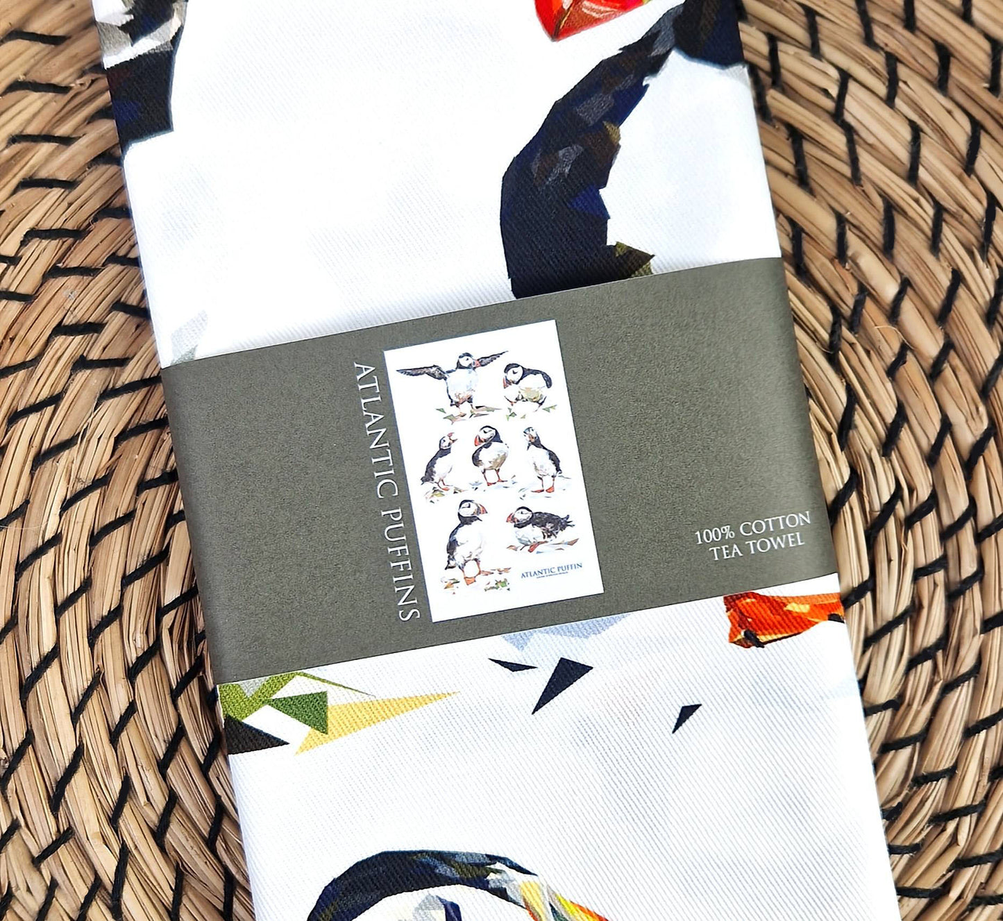 ATLANTIC PUFFIN MIX cotton tea towel