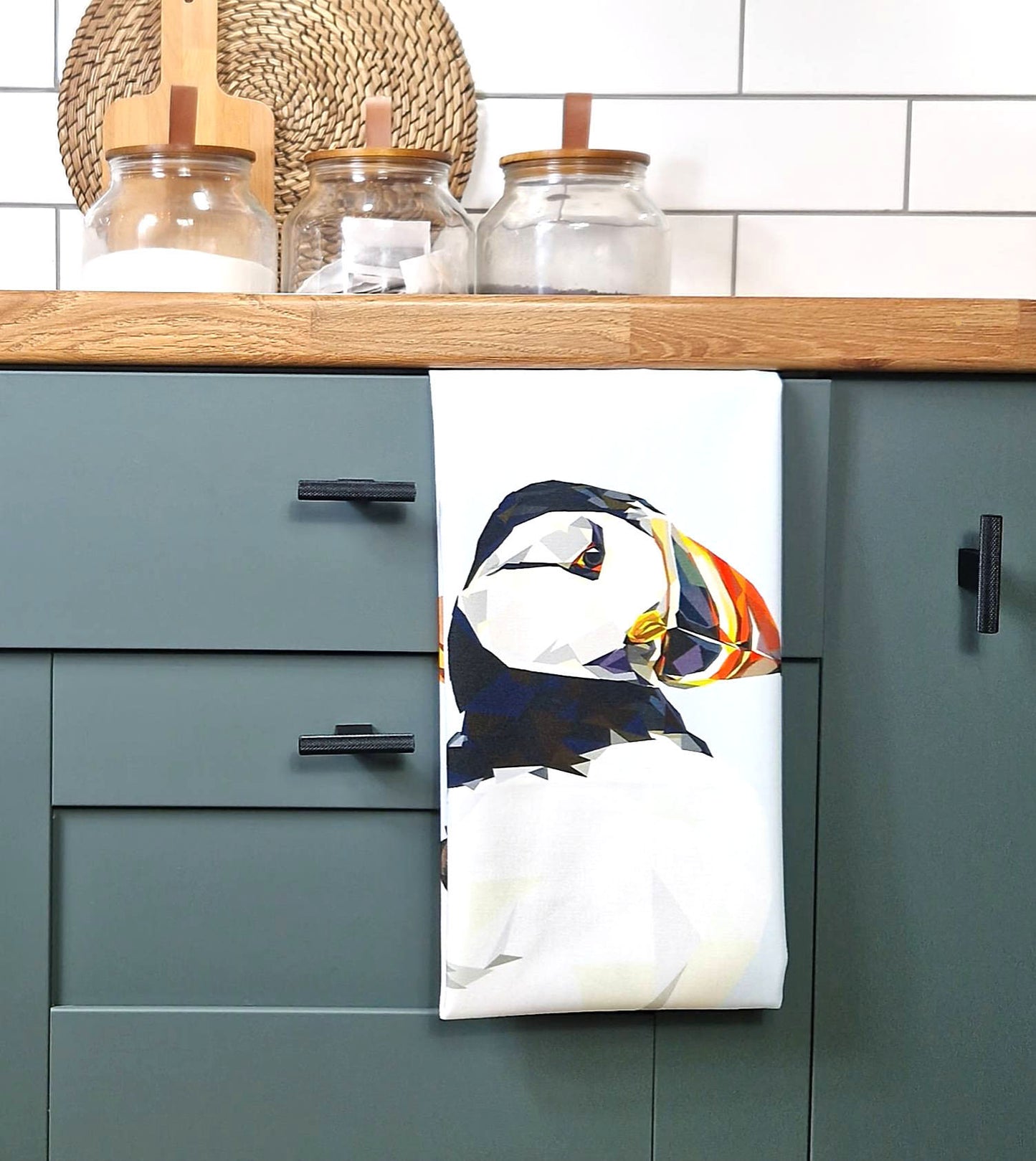 ATLANTIC PUFFIN cotton tea towel - 50% OFF APPLIED AT CHECKOUT