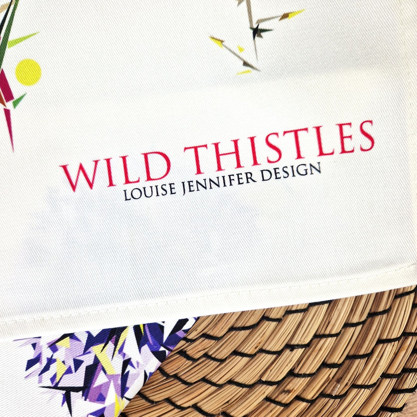 WILD THISTLES cotton tea towel
