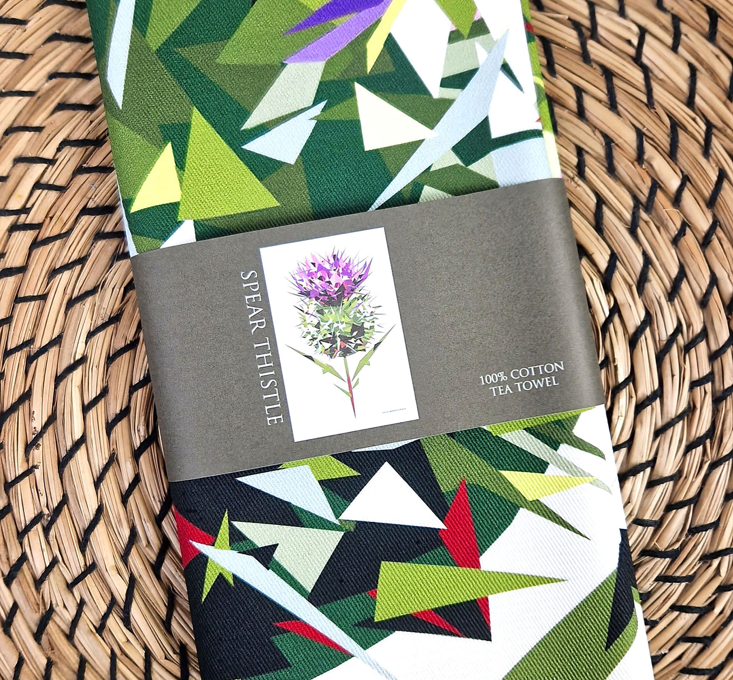 SPEAR THISTLE cotton tea towel