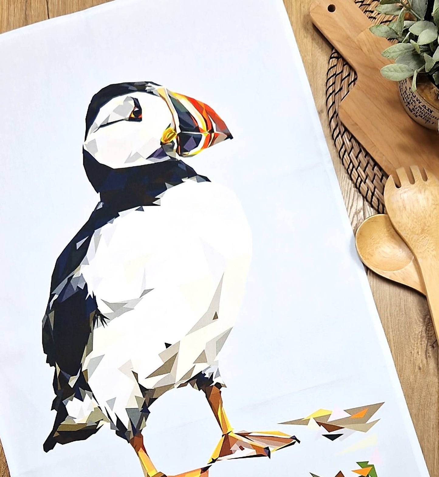 ATLANTIC PUFFIN cotton tea towel - 50% OFF APPLIED AT CHECKOUT
