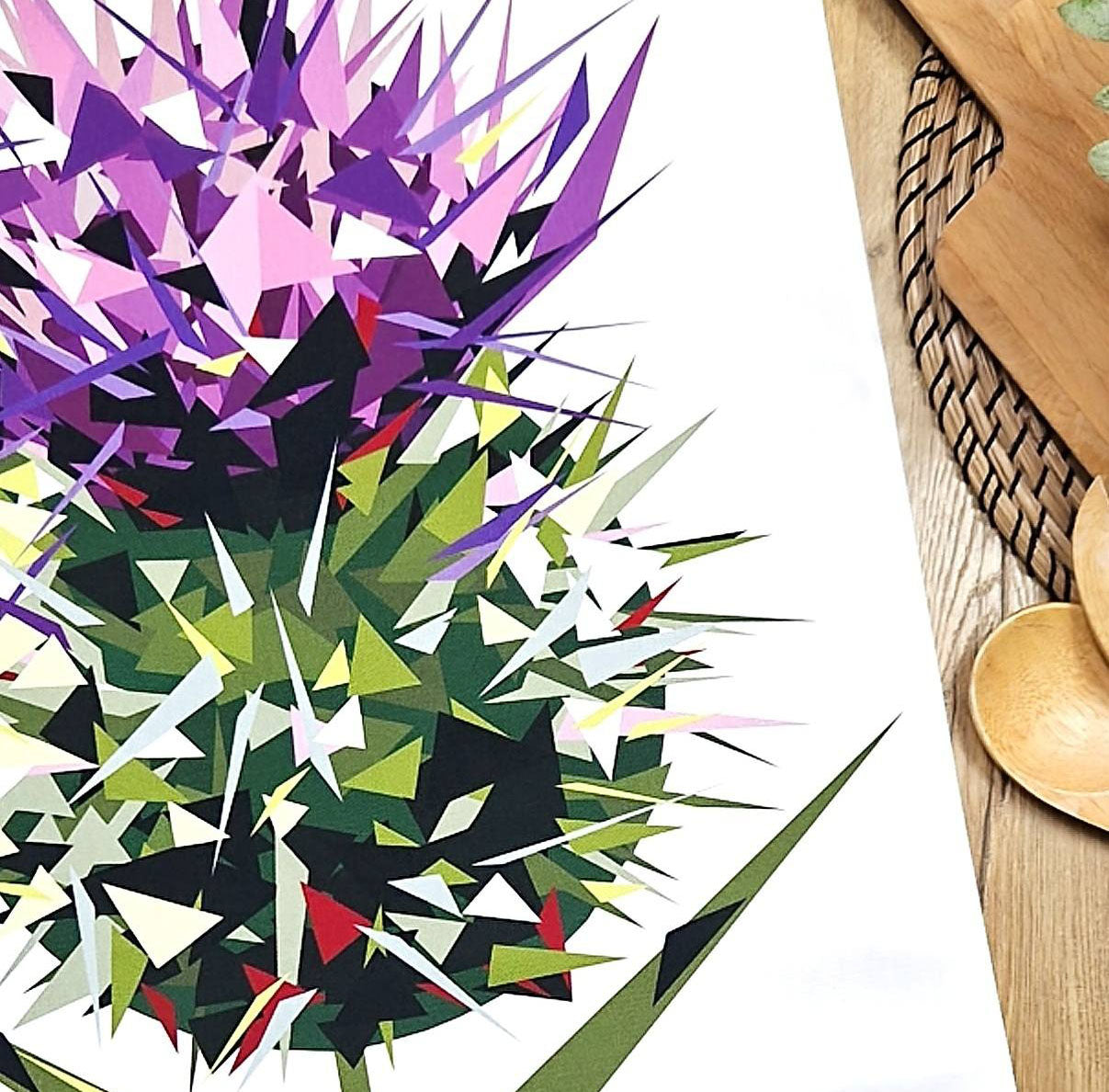 SPEAR THISTLE cotton tea towel