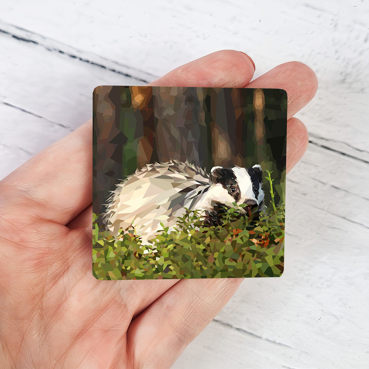 Badger illustration | Wooden fridge magnet | British wildlife