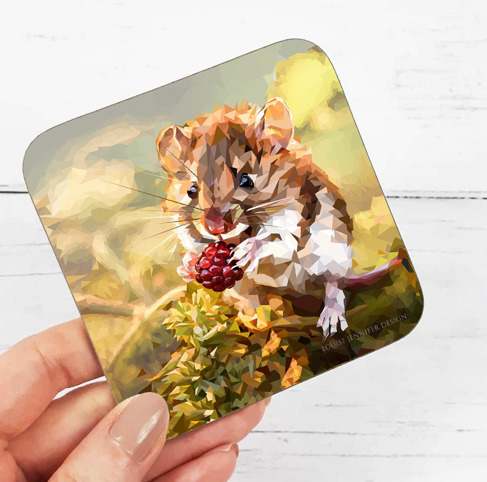 Field mouse drinks coaster | Geometric illustration | British woodlands
