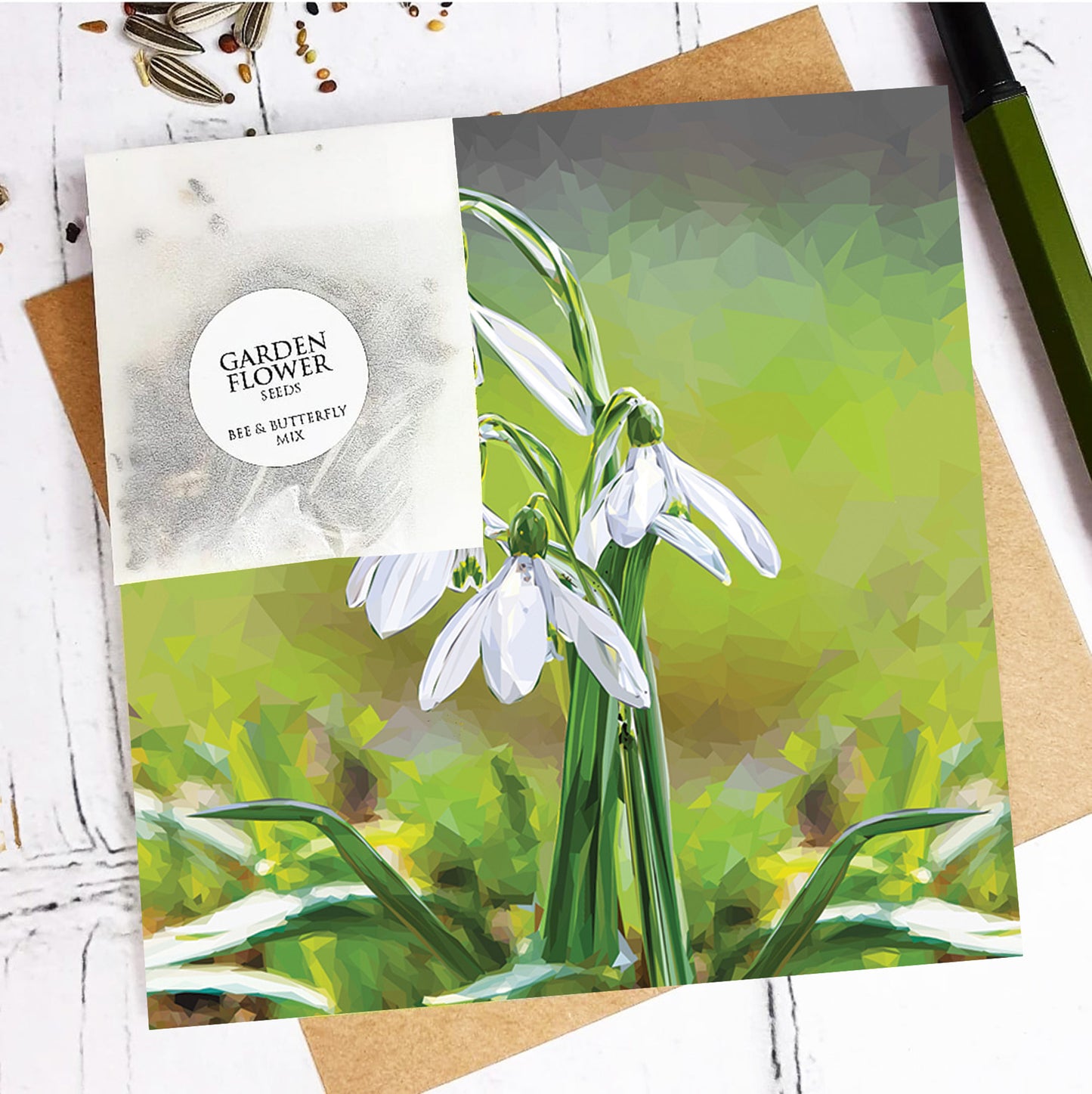 SNOWDROPS seed greeting card