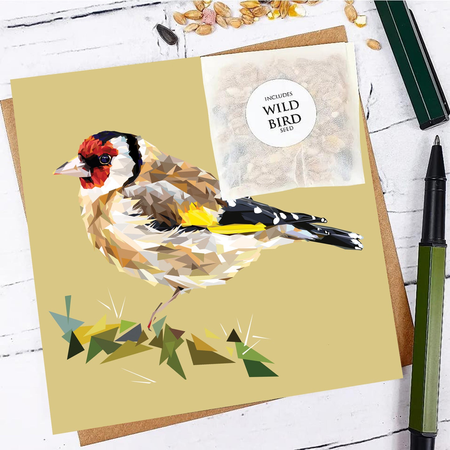 GOLDFINCH seed greeting card