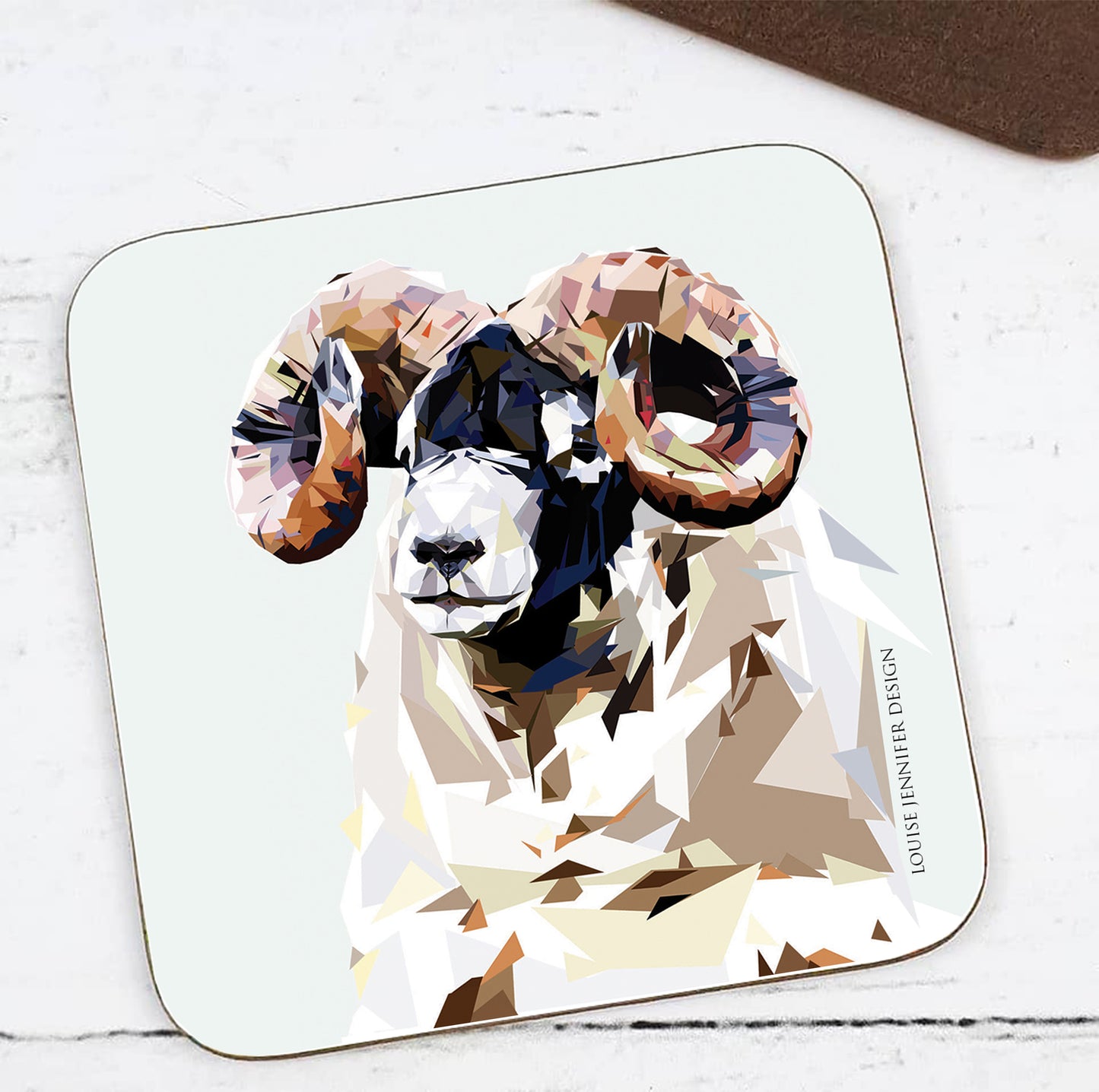 BLACK-FACED RAM hardwood coaster