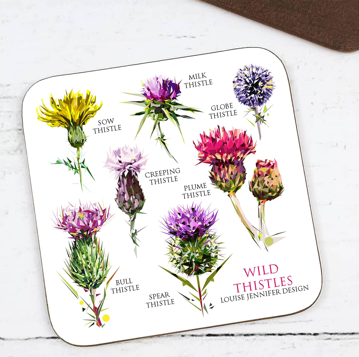 WILD THISTLES hardwood coaster