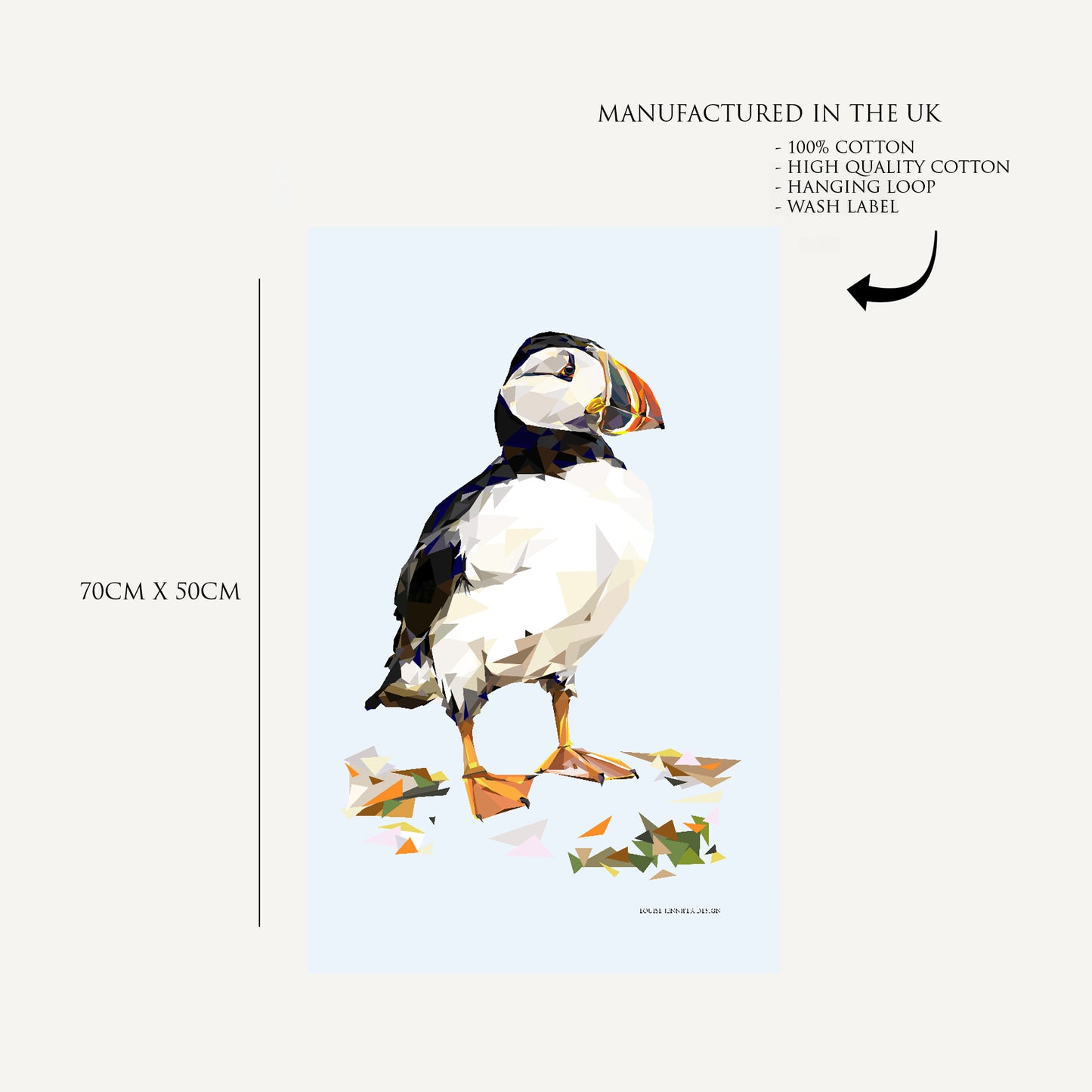 'SALE' Atlantic puffin tea towel | 100% cotton | Scottish | Coastal birds