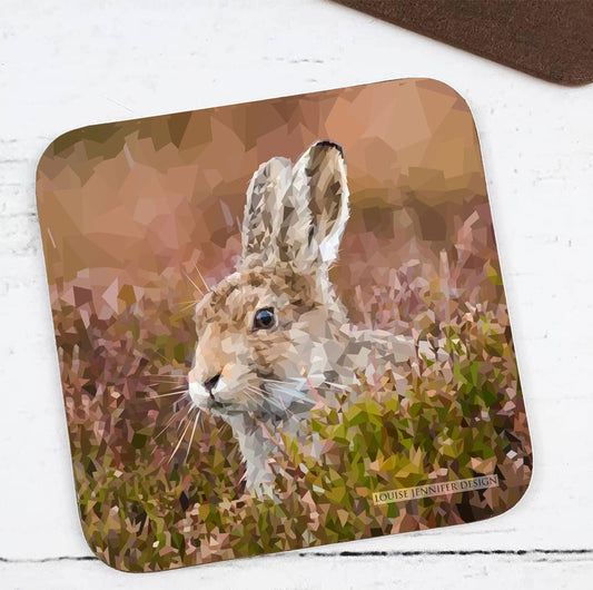 MOUNTAIN HARE hardwood coaster *NEW