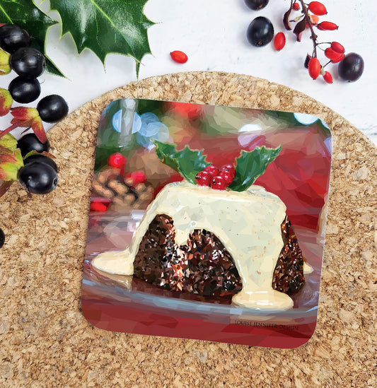 CHRISTMAS PUDDING hardwood coaster *NEW