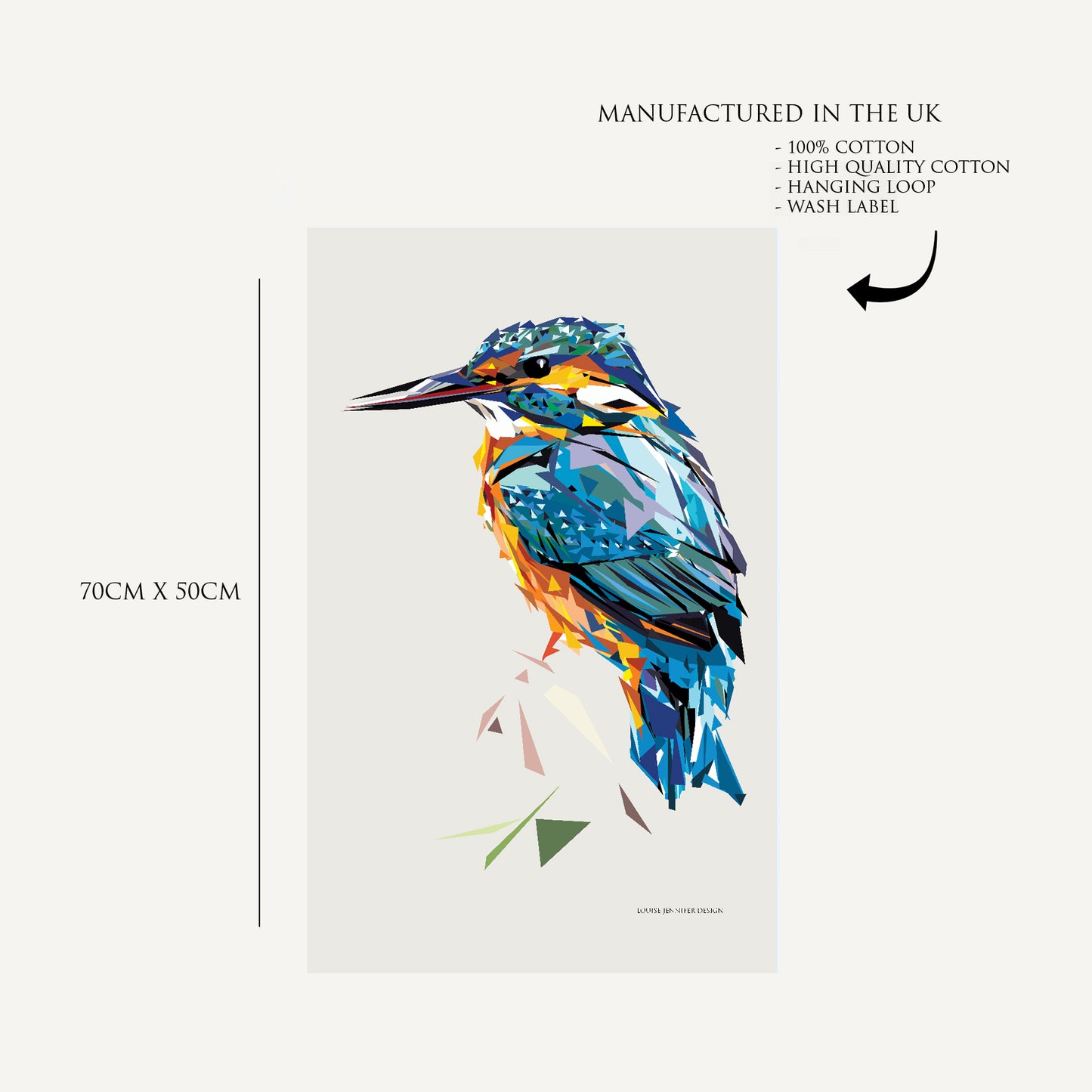 'SALE' Kingfisher bird tea towel | 100% cotton | British wildlife design