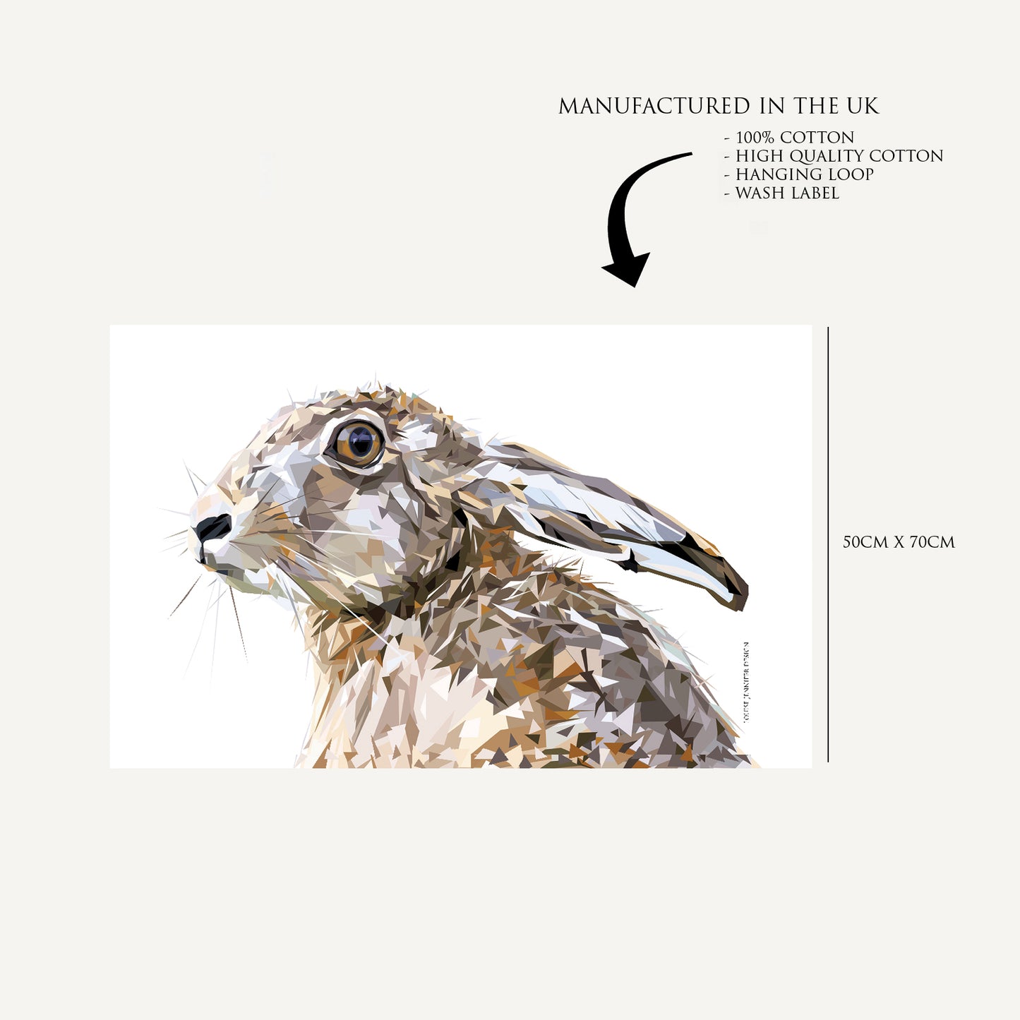 'SALE' Mountain hare tea towel | 100% cotton | Scottish wildlife design