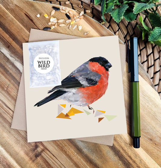 Bullfinch bird illustration | Bird seed greeting card | Art card