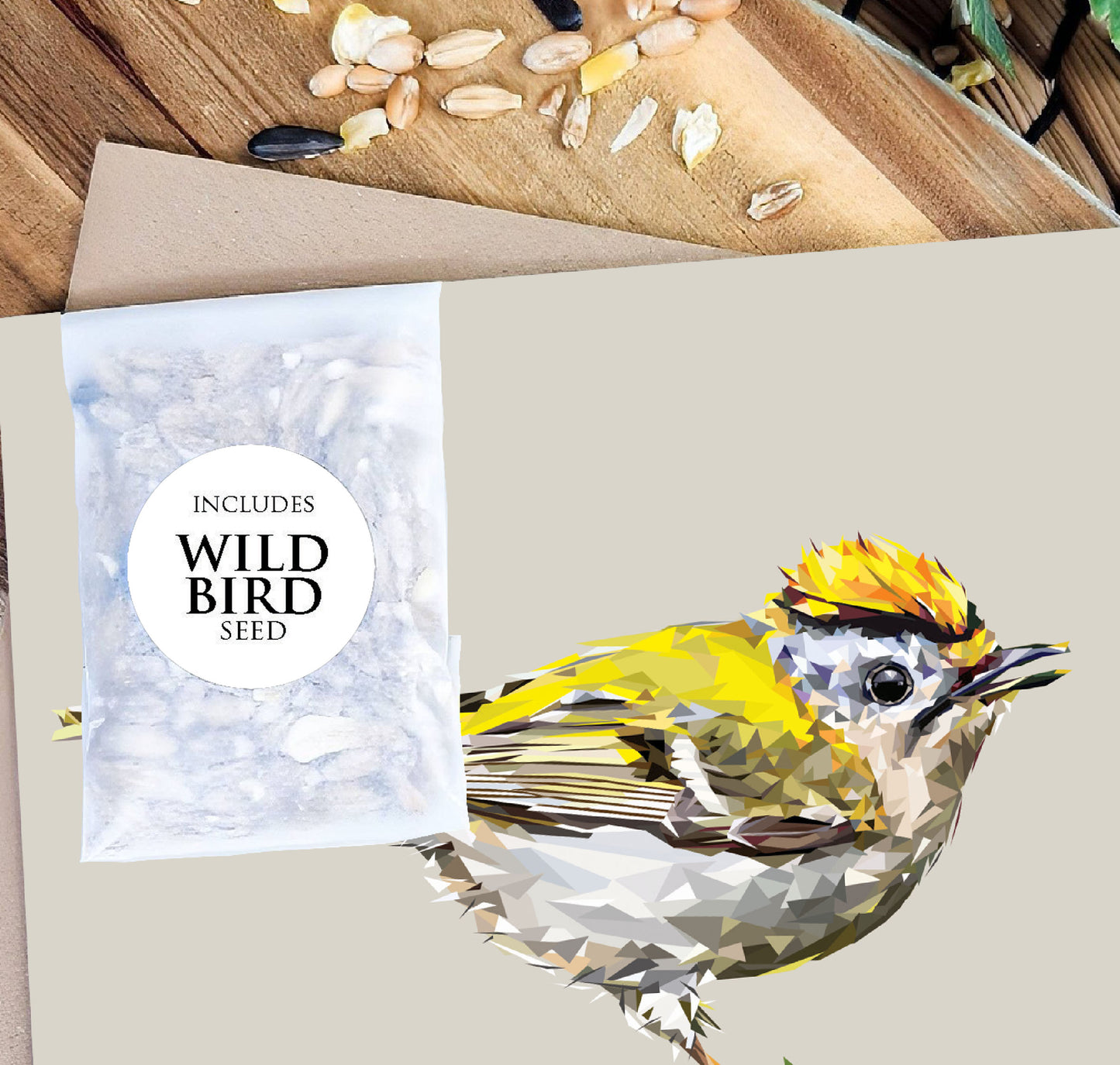 Goldcrest bird illustration | Bird seed greeting card | Art card