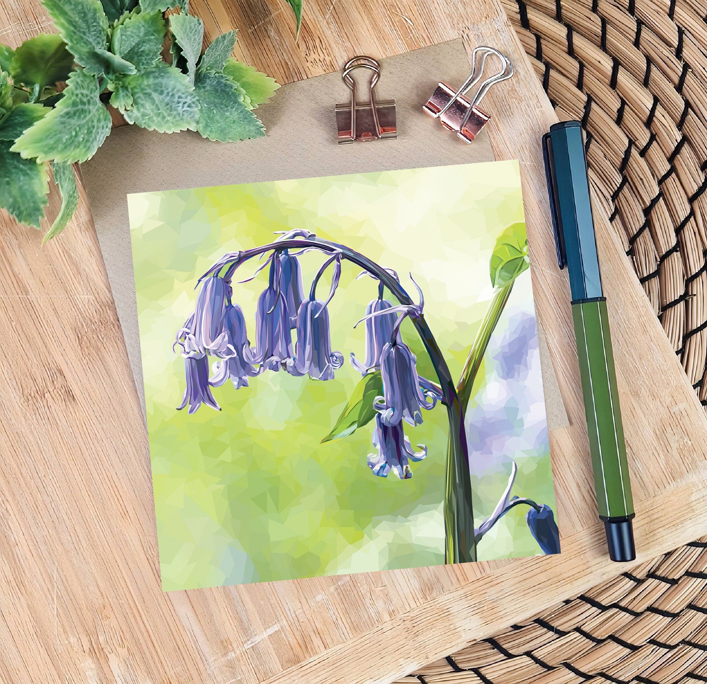 Bluebell flower illustration | Blank greeting card | Scottish art card