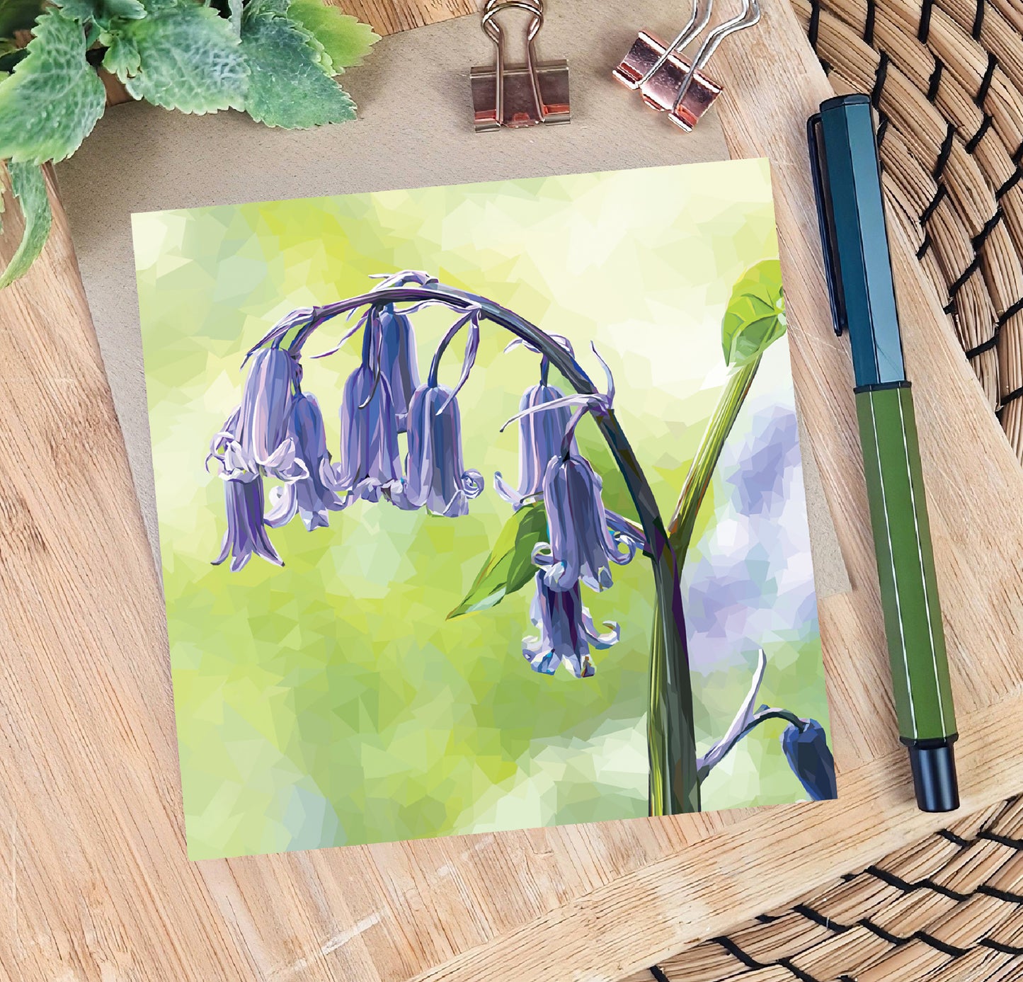Bluebell flower illustration | Blank greeting card | Scottish art card