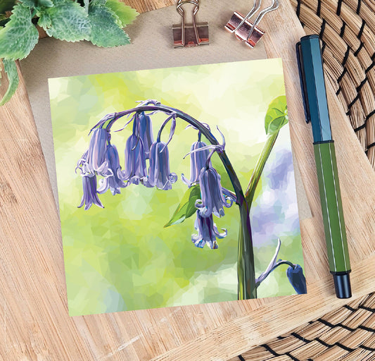 Bluebell flower illustration | Blank greeting card | Scottish art card