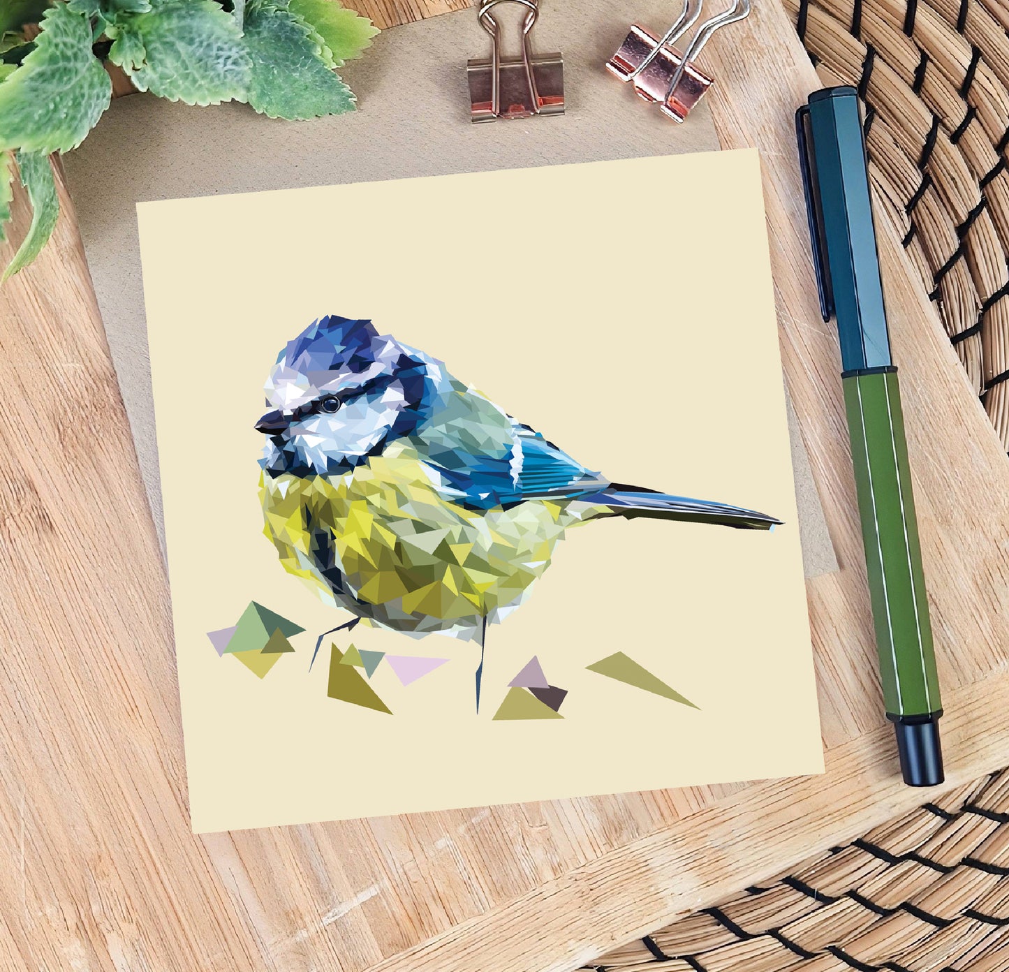 Blue tit bird illustration | Blank greeting card | Art card