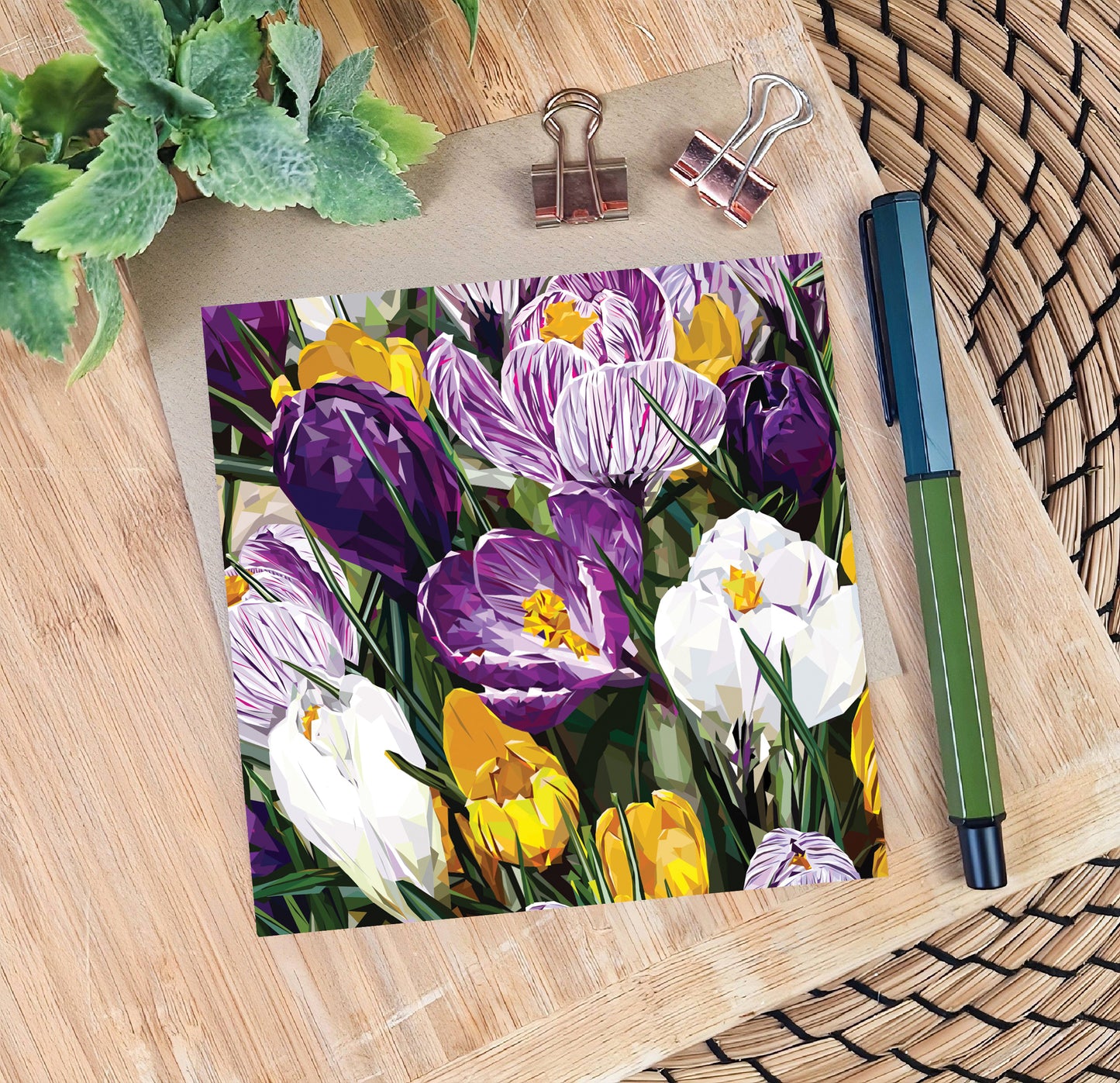 Crocus flower illustration | Blank greeting card | Art card